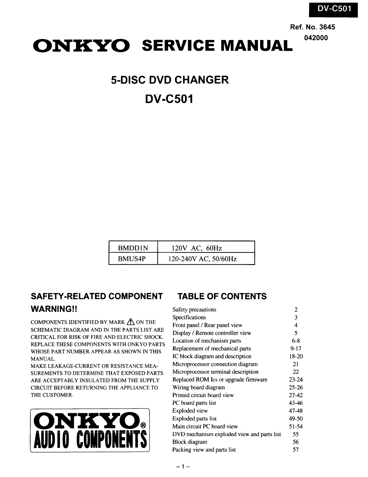 Onkyo DVC-501 Service manual