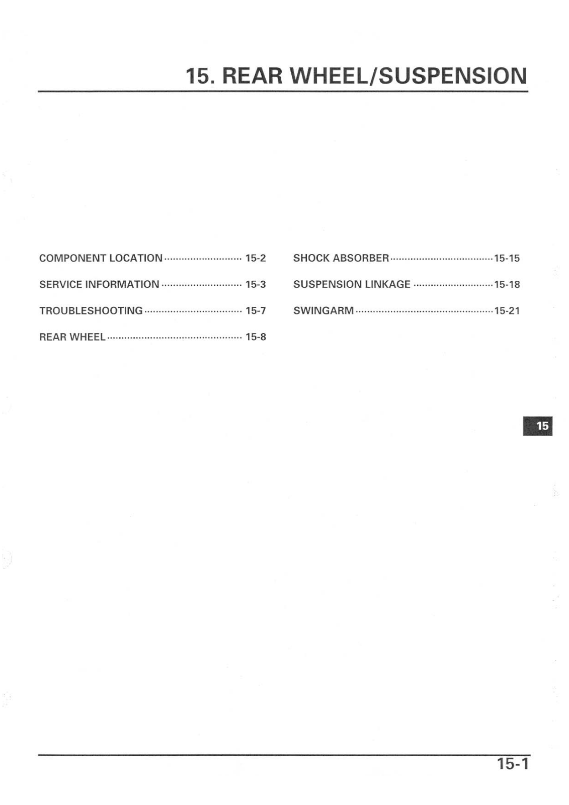 Honda CBR600RR '03 Service Manual Chapter 15 - Rear Wheel And Suspension