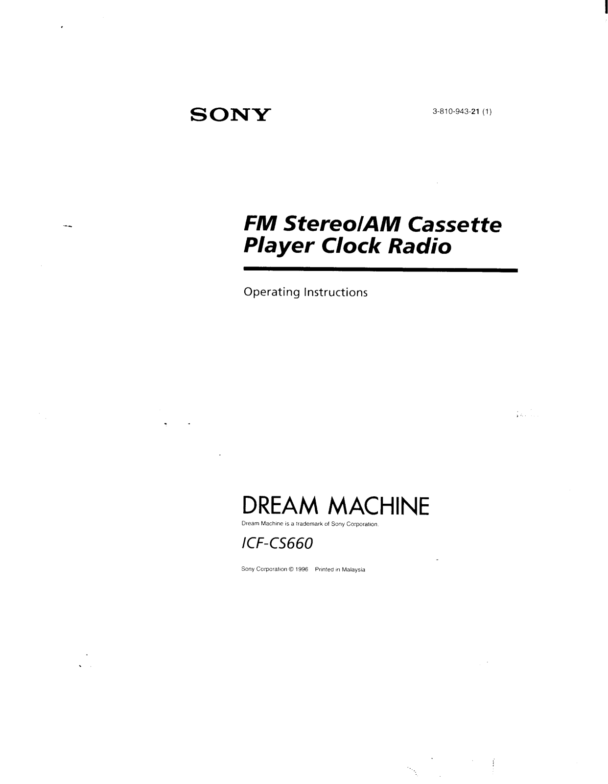 Sony ICF-CS660 User Manual