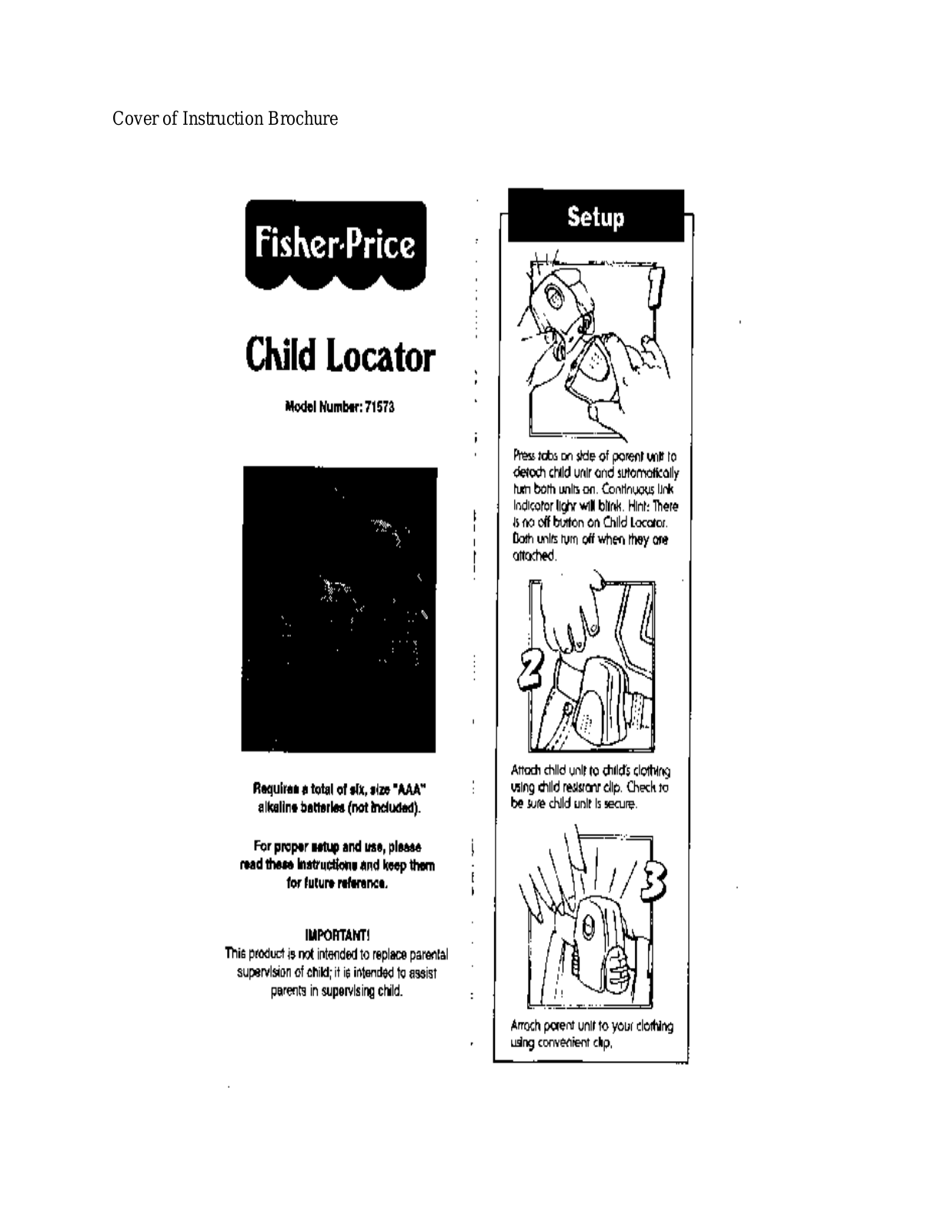 Fisher Price 71573 Locator Instruction Sheets