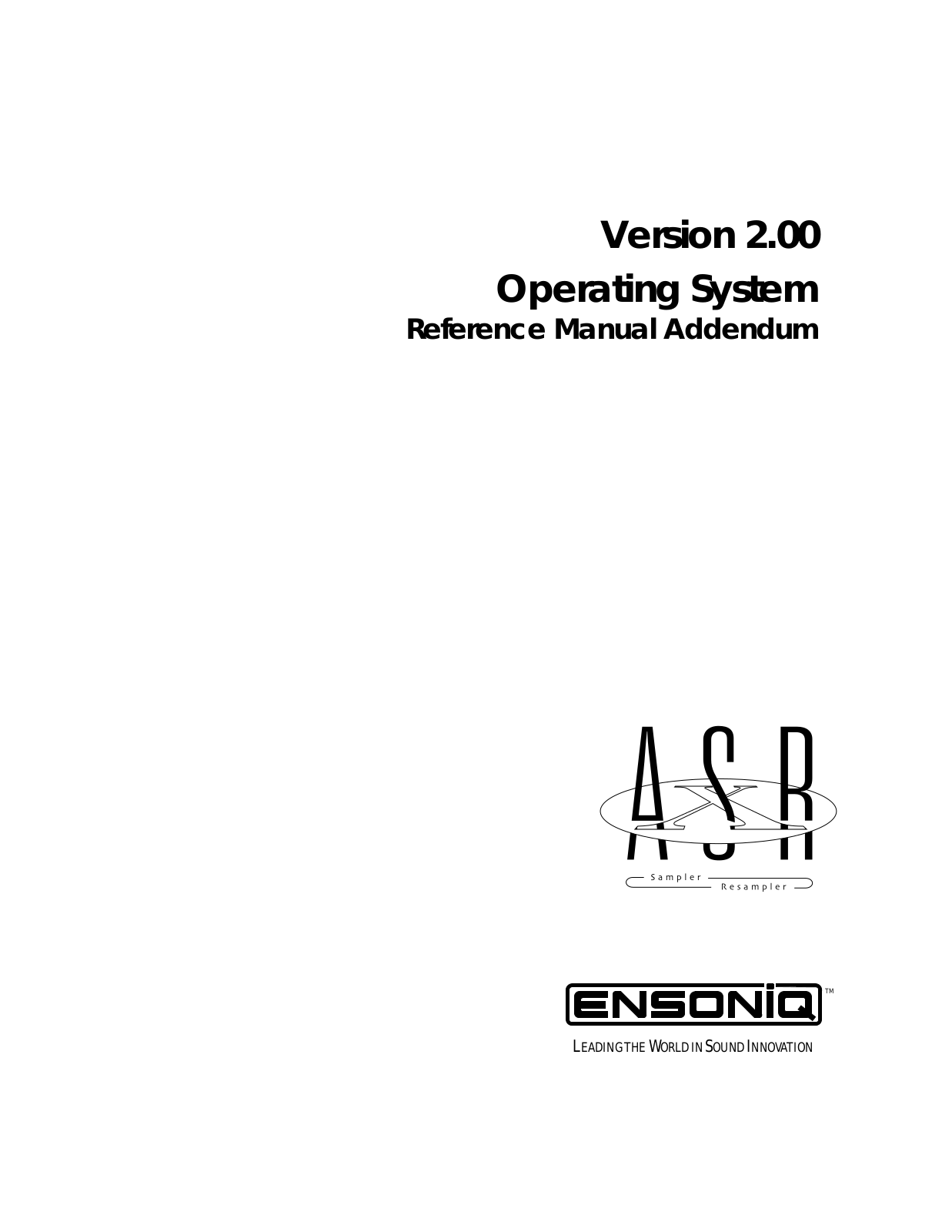 Ensoniq ASR-X Addendum