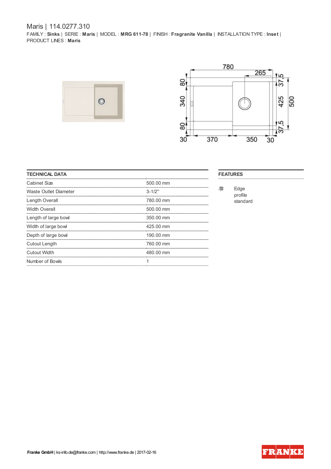 Franke 114.0277.310 Service Manual