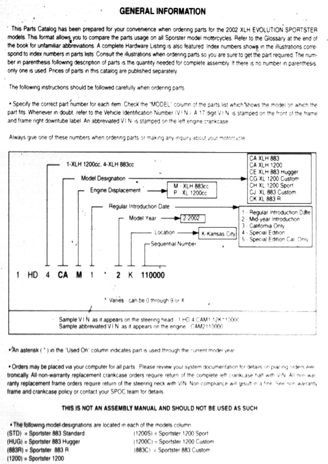 Harley Davidson Sportster, Sport, Custom 2002 Service Manual