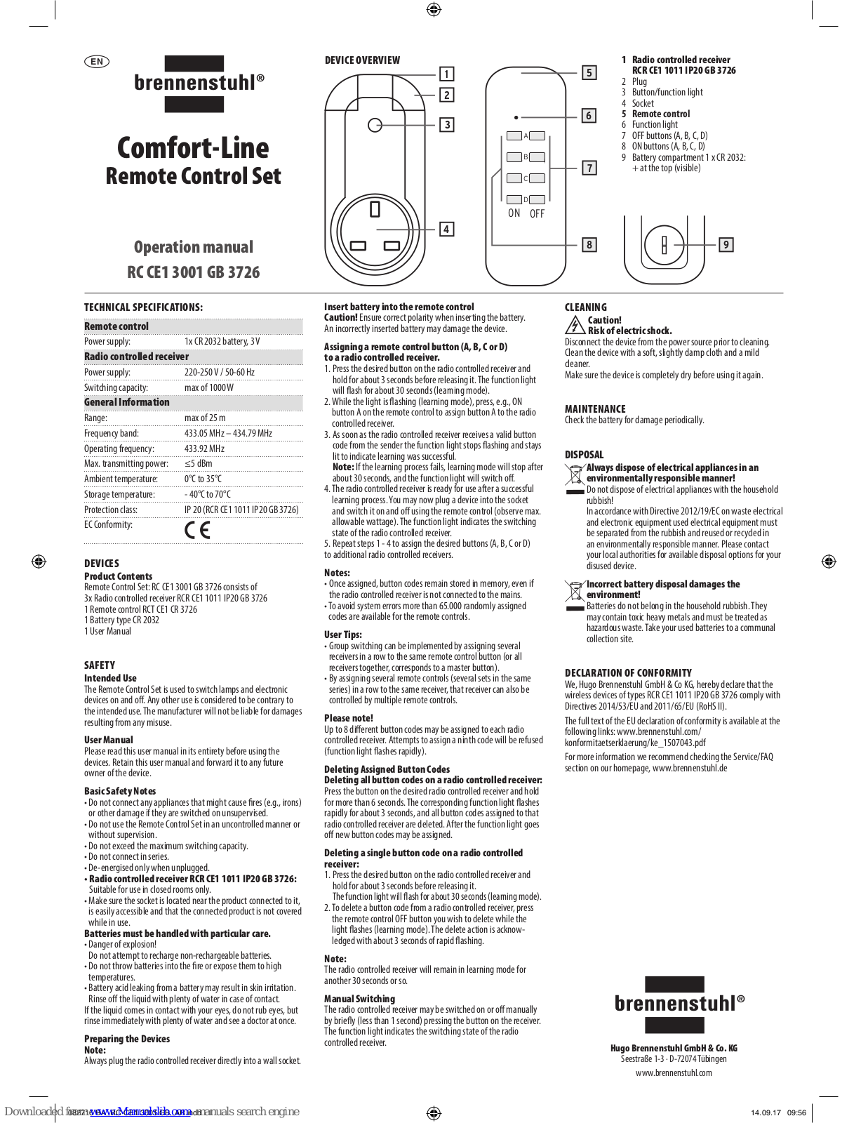 brennenstuhl Comfort-Line Operation Manual