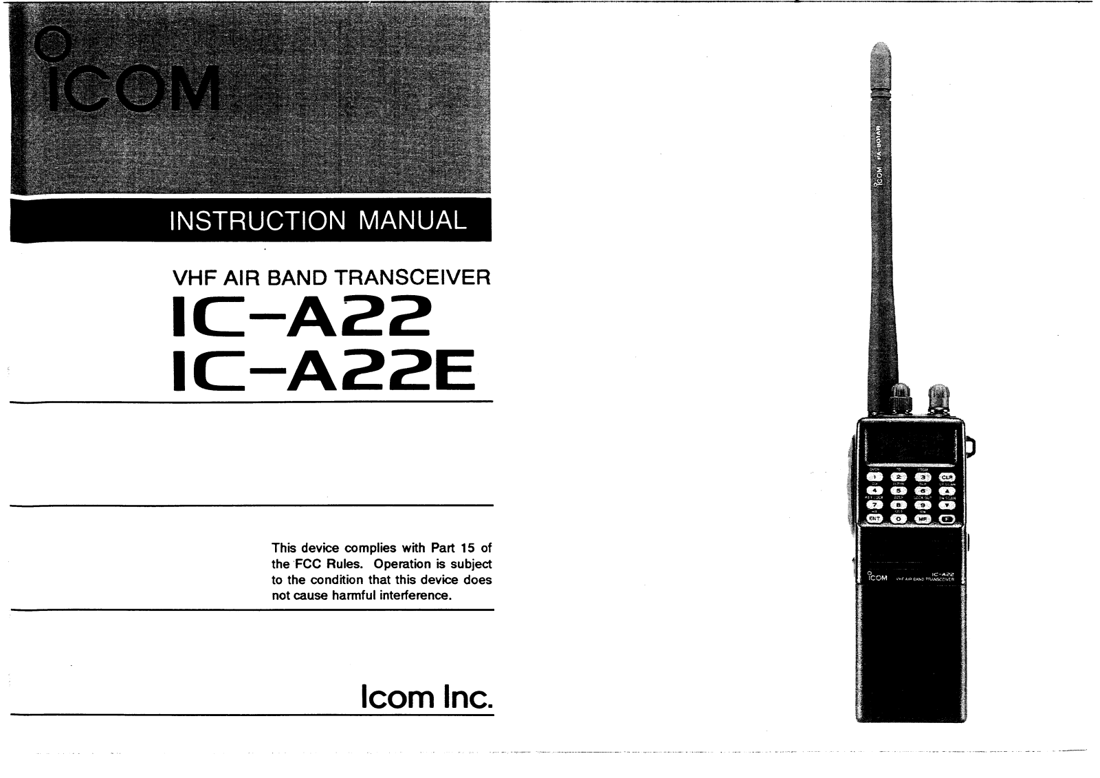 Icom IC-A22E User Manual