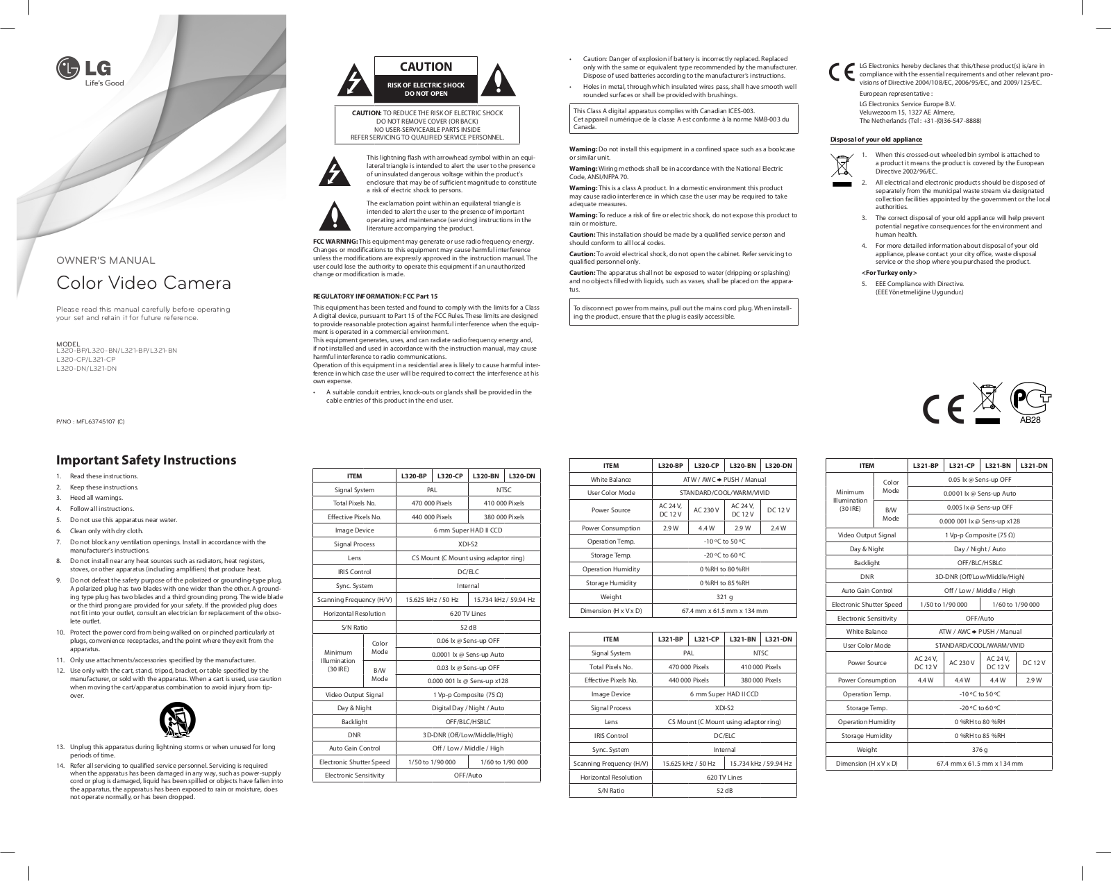 LG L321-BP, L320-BP Owner’s Manual