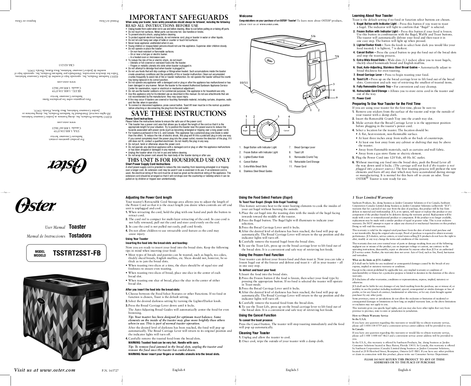 Oster TSSTRT2SST-FB User Manual