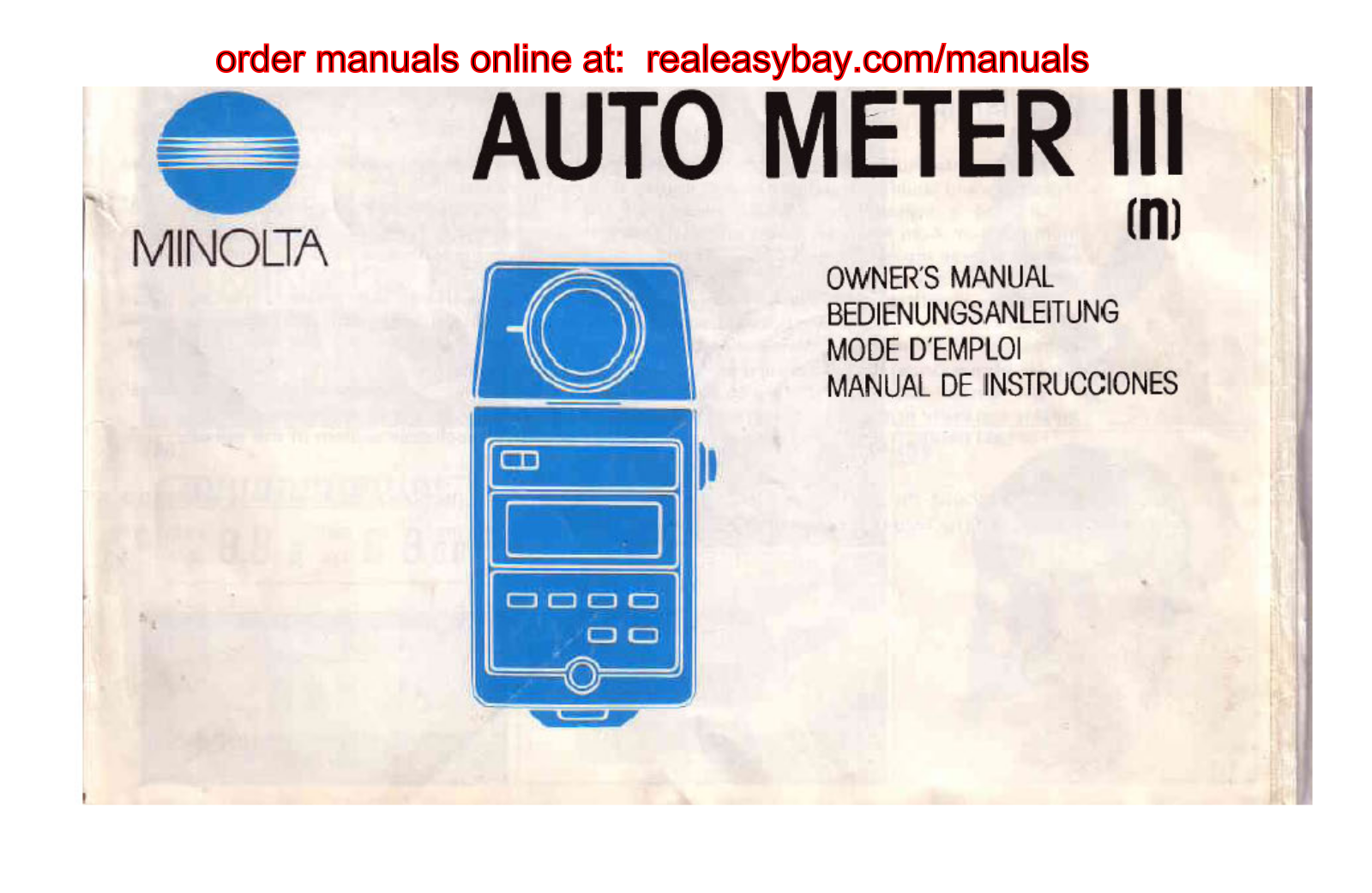 Minolta AUTOMETER III user guide