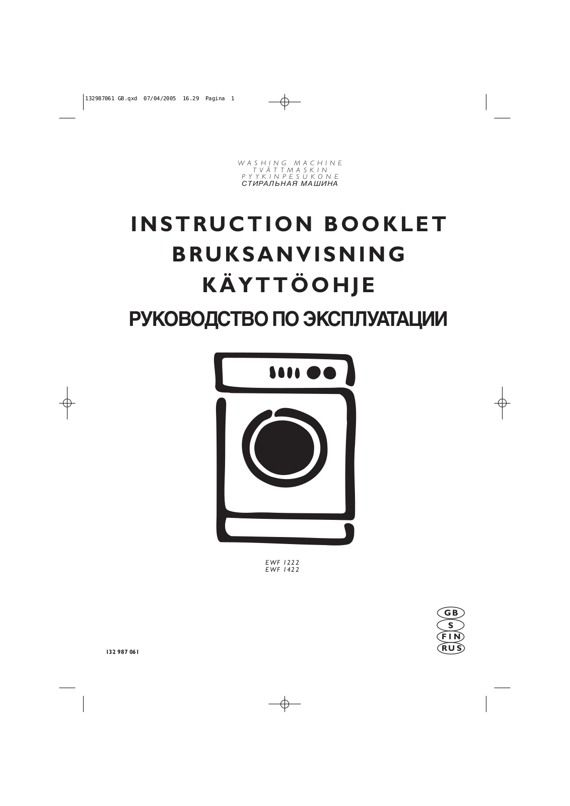 ELECTROLUX EWF1222 User Manual