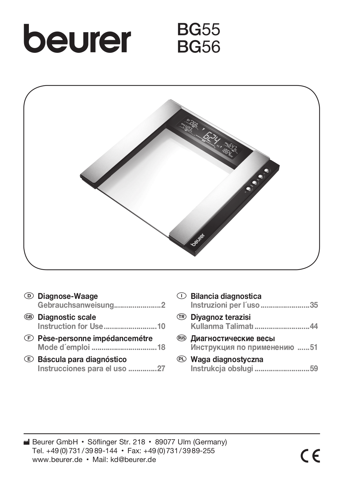 BEURER BG 55 User Manual