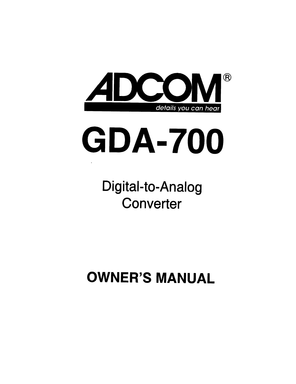 Adcom GCD-700 Owners manual