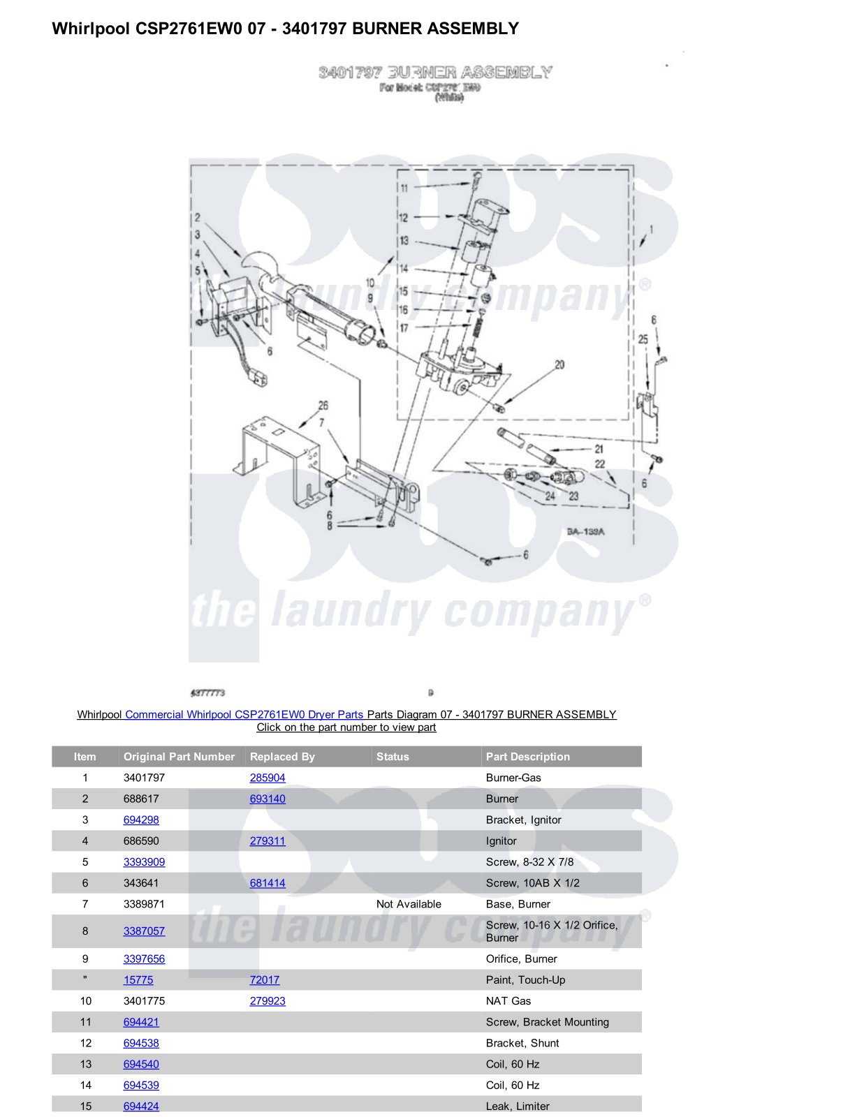 Whirlpool CSP2761EW0 Parts Diagram