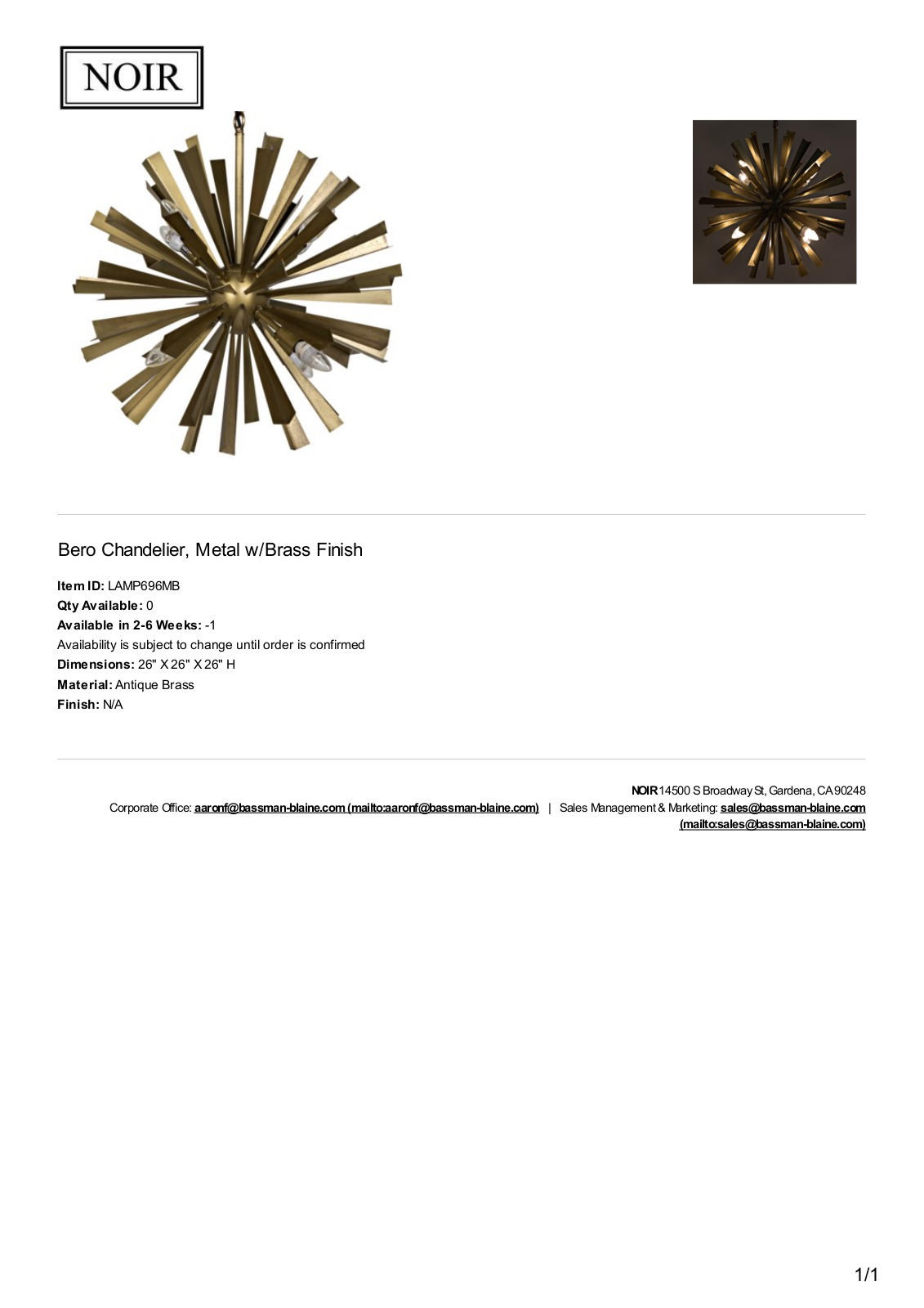 Noir NOIR2629 Specifications - ManualMachine.com