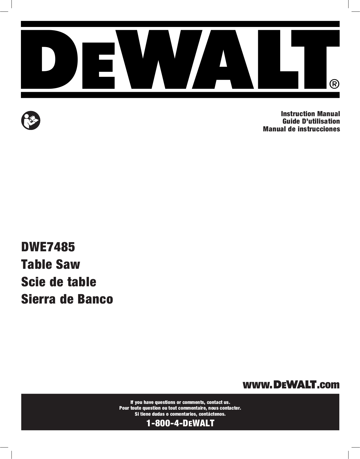 DeWalt DWE7485 Users manual