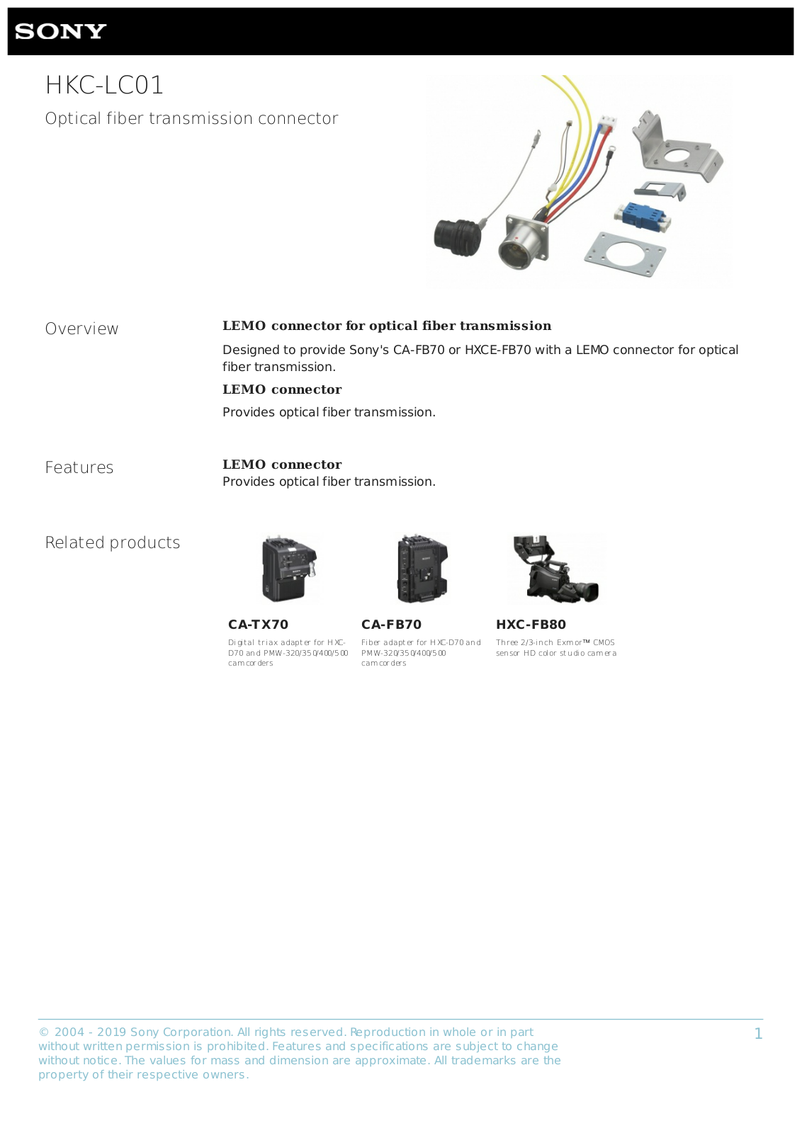 Sony HKC-LC01 Data Sheet