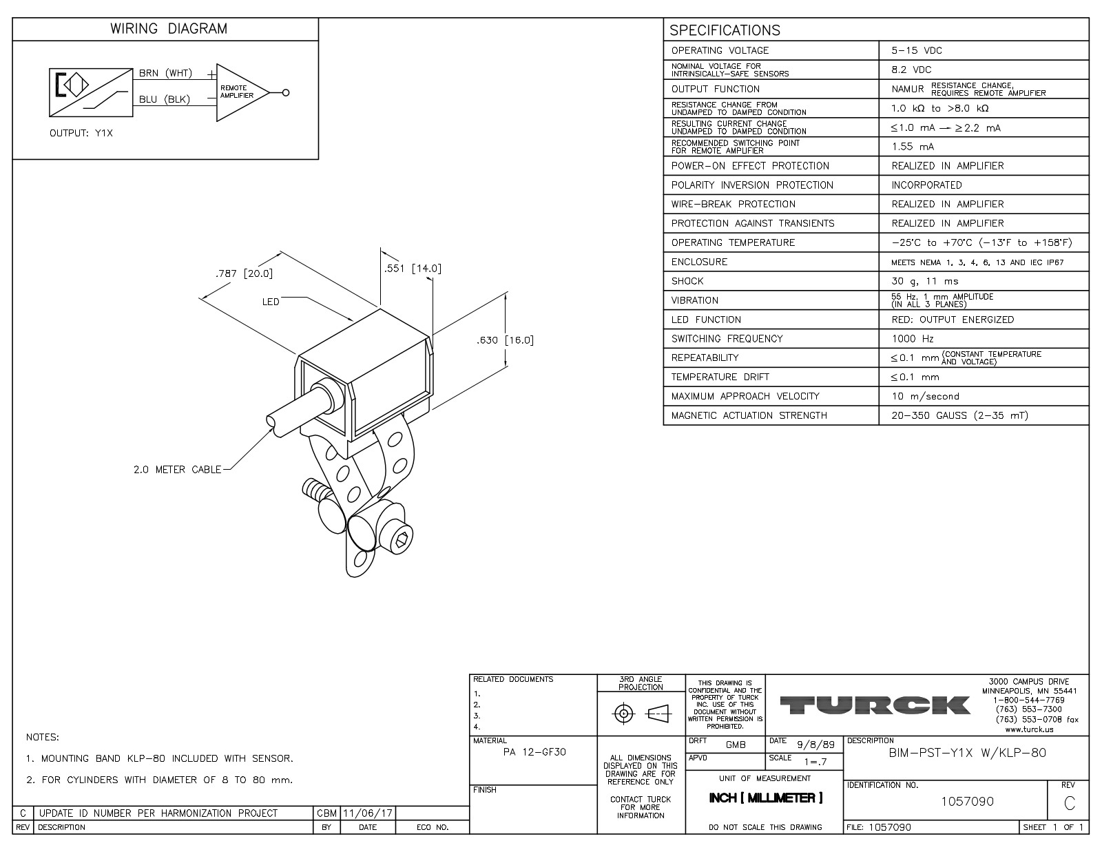 Turck BIM-PST-Y1XW/KLP-80 Data Sheet