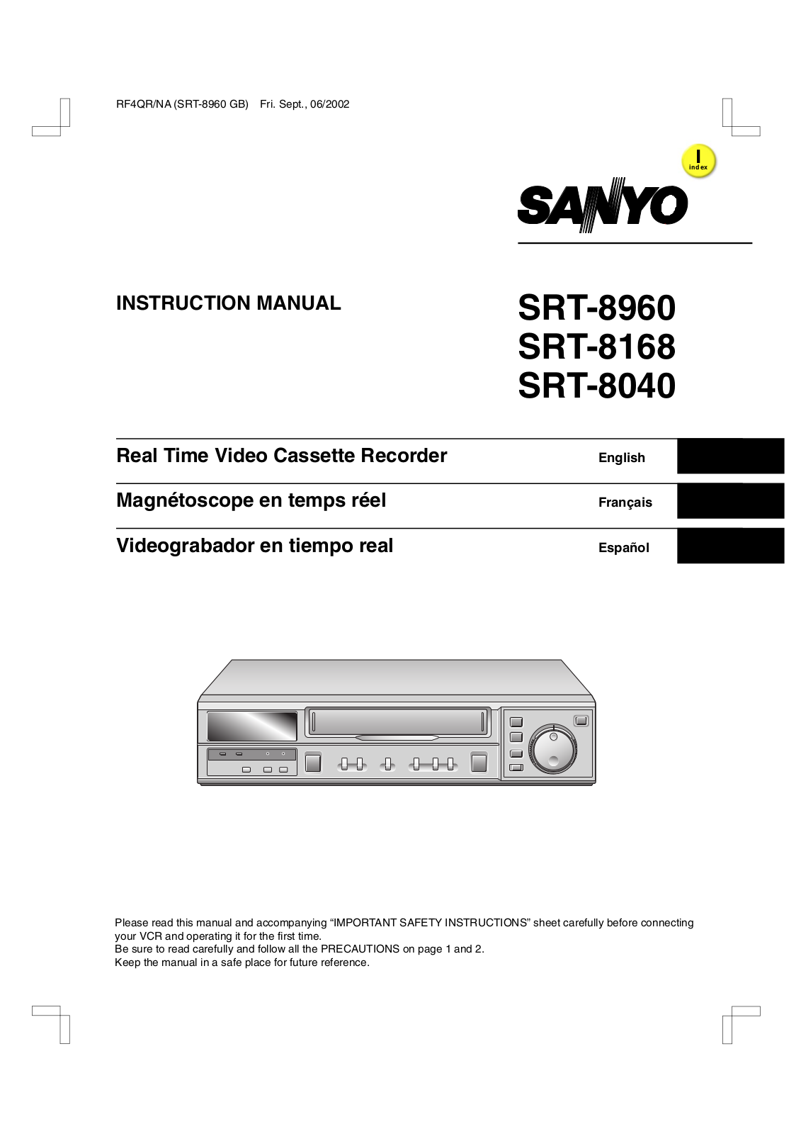 SANYO SRT8168 User Manual