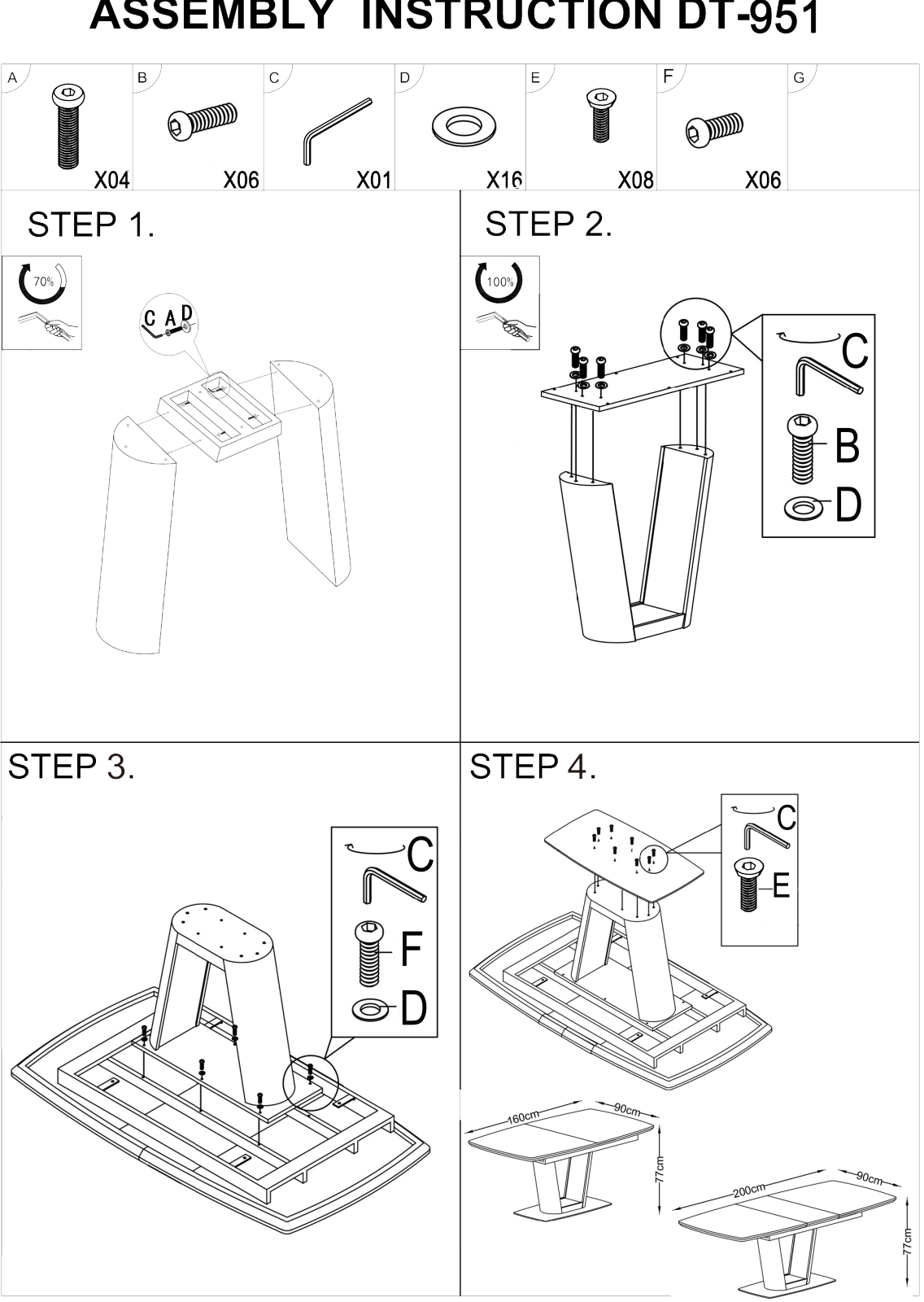 Stool Group DT-951 ASSEMBLY INSTRUCTIONS