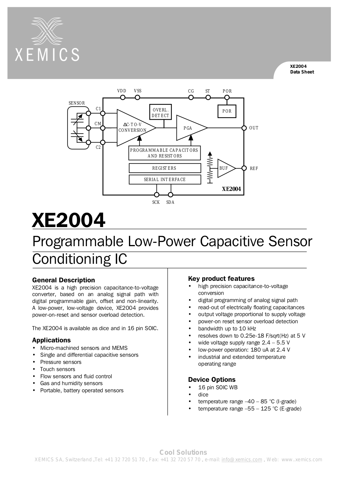 Xemics XE2004I-SW Datasheet