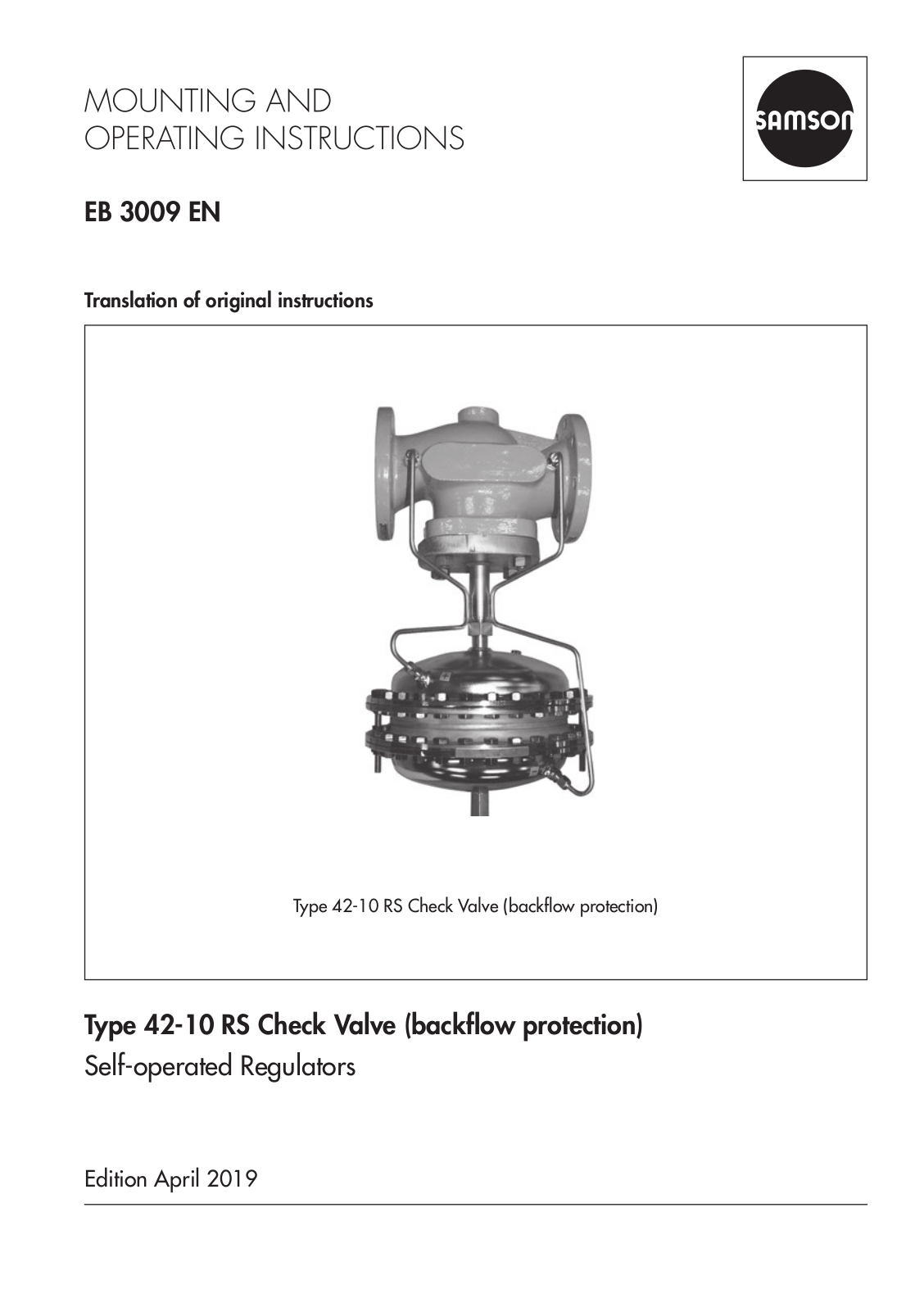 Samson 42-10 RS Mounting And Operating Instructions