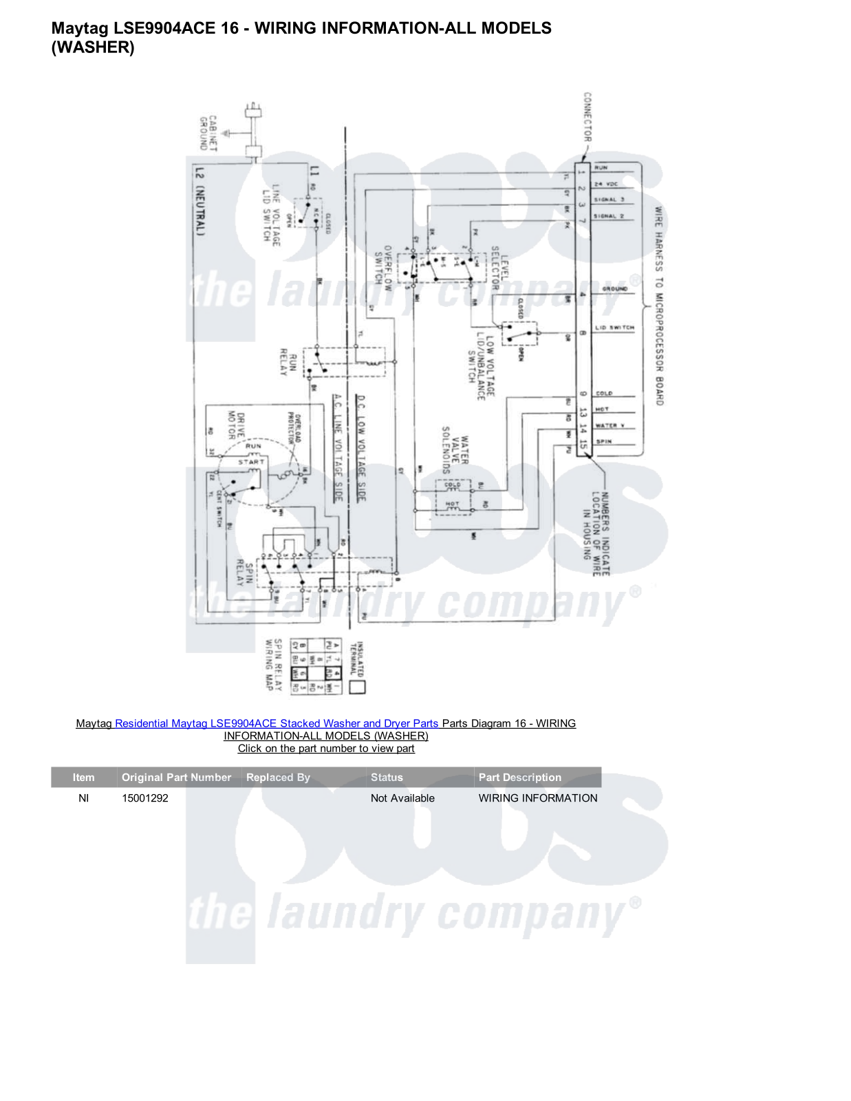 Maytag LSE9904ACE Stacked and Parts Diagram