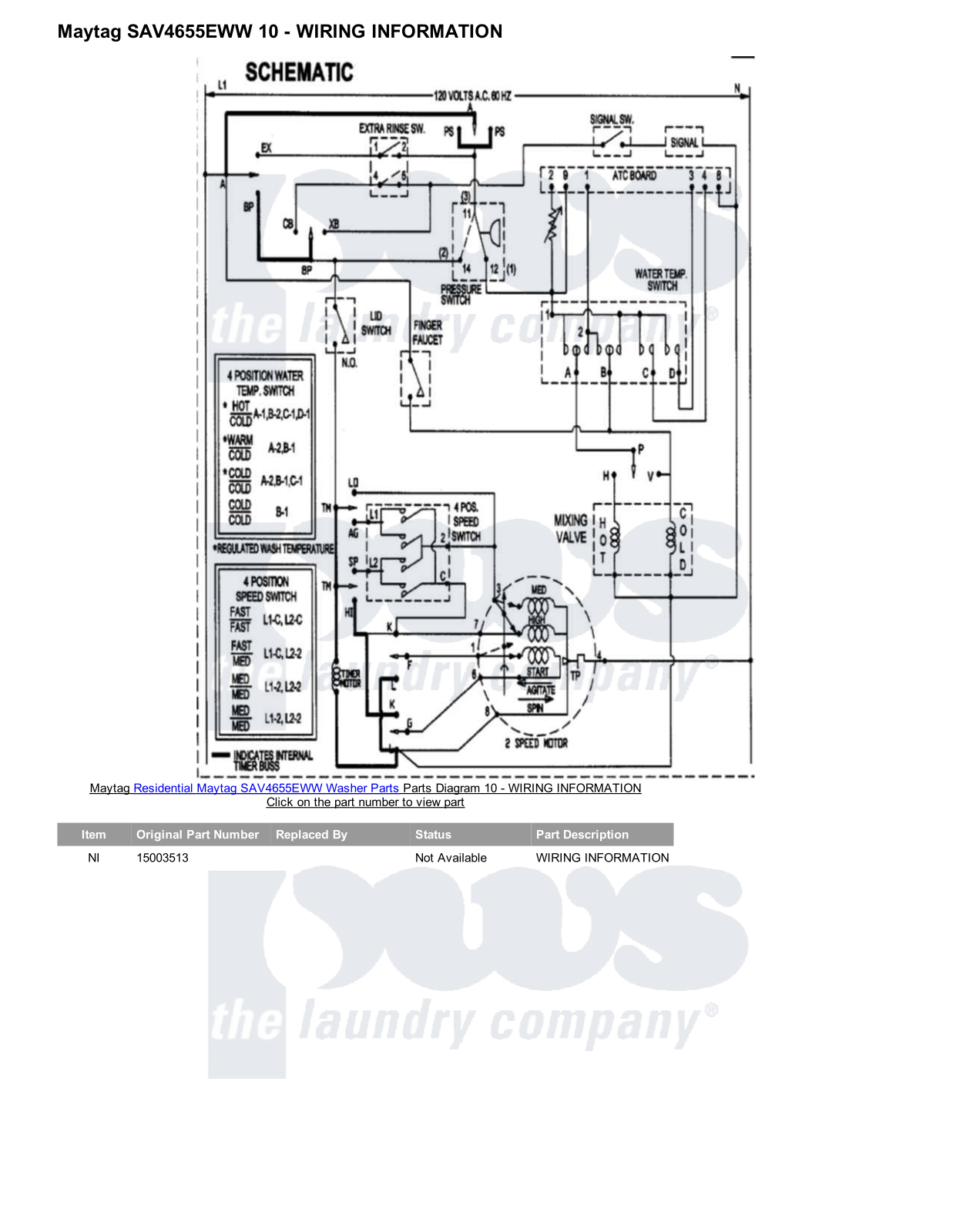 Maytag SAV4655EWW Parts Diagram