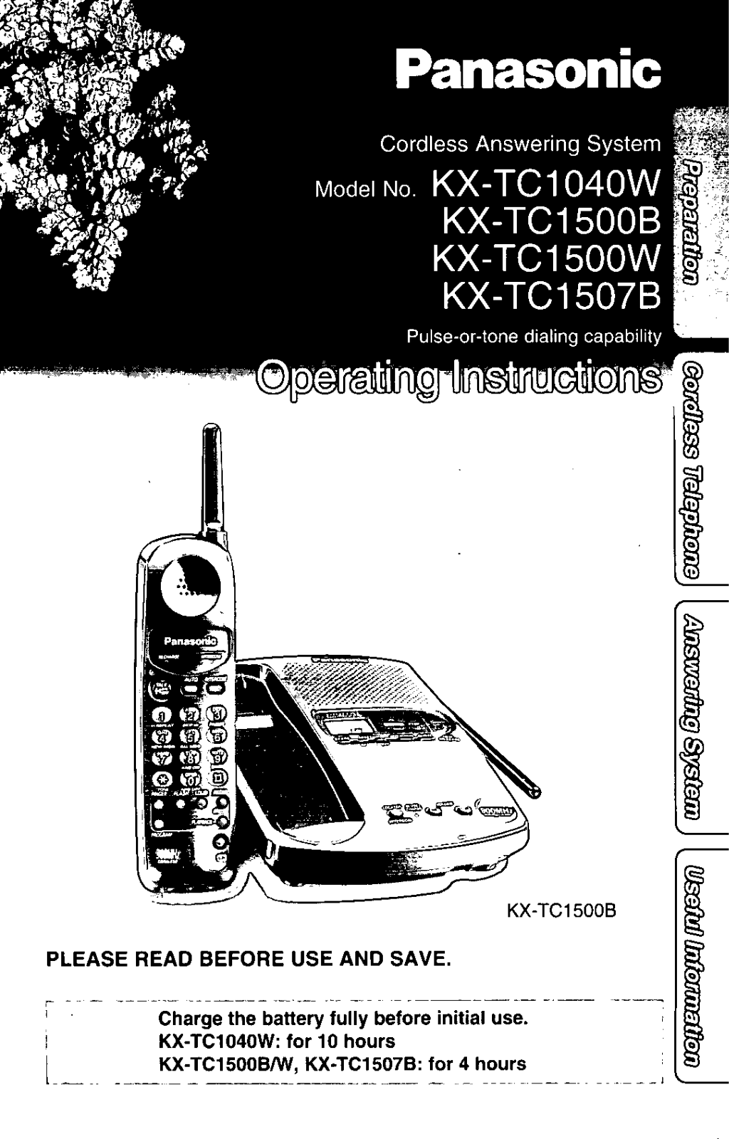 Panasonic kx-tc1040 Operation Manual