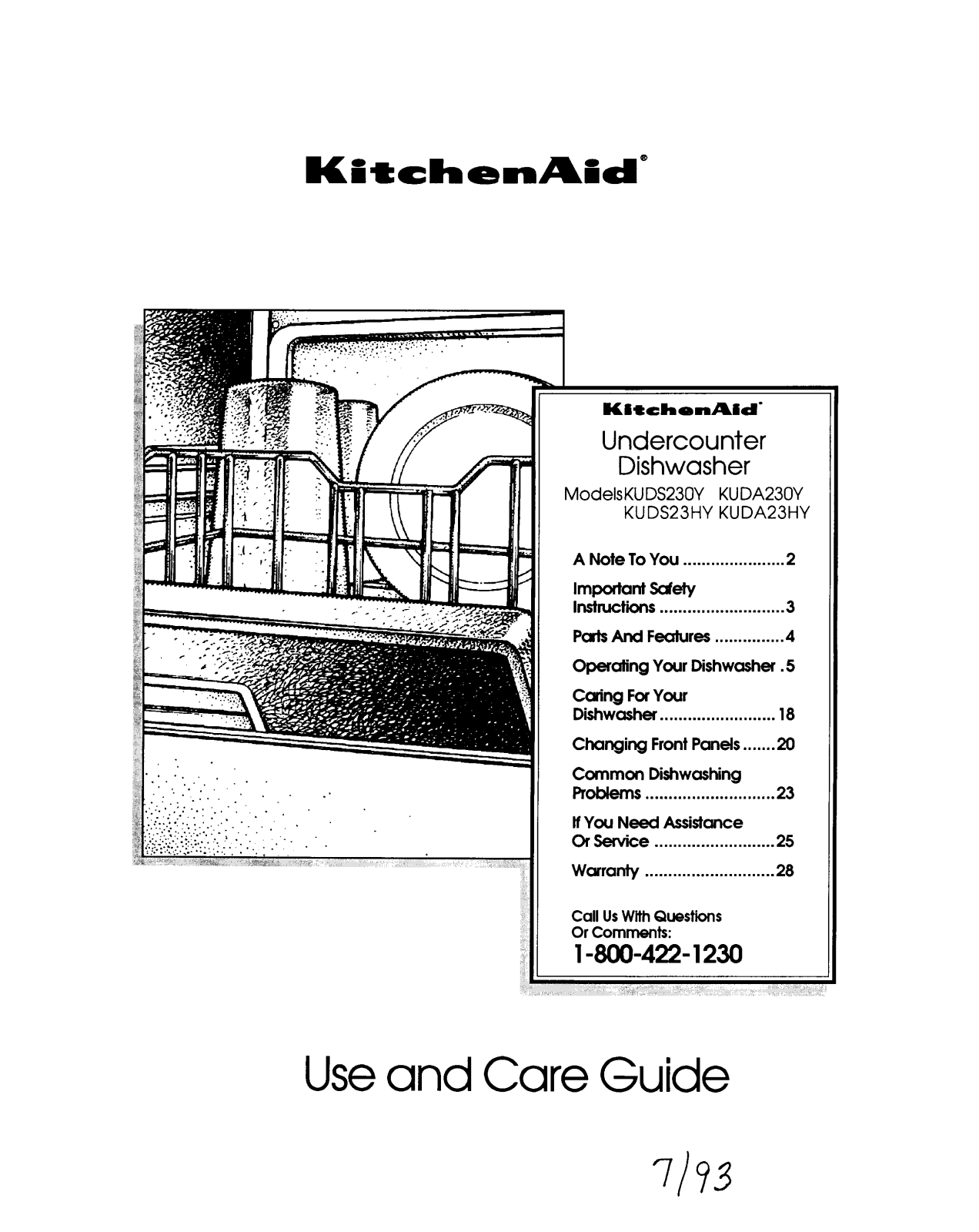 KitchenAid KUDS23HY, KUDA23HY, KUDS230Y, KUDA230Y User Manual