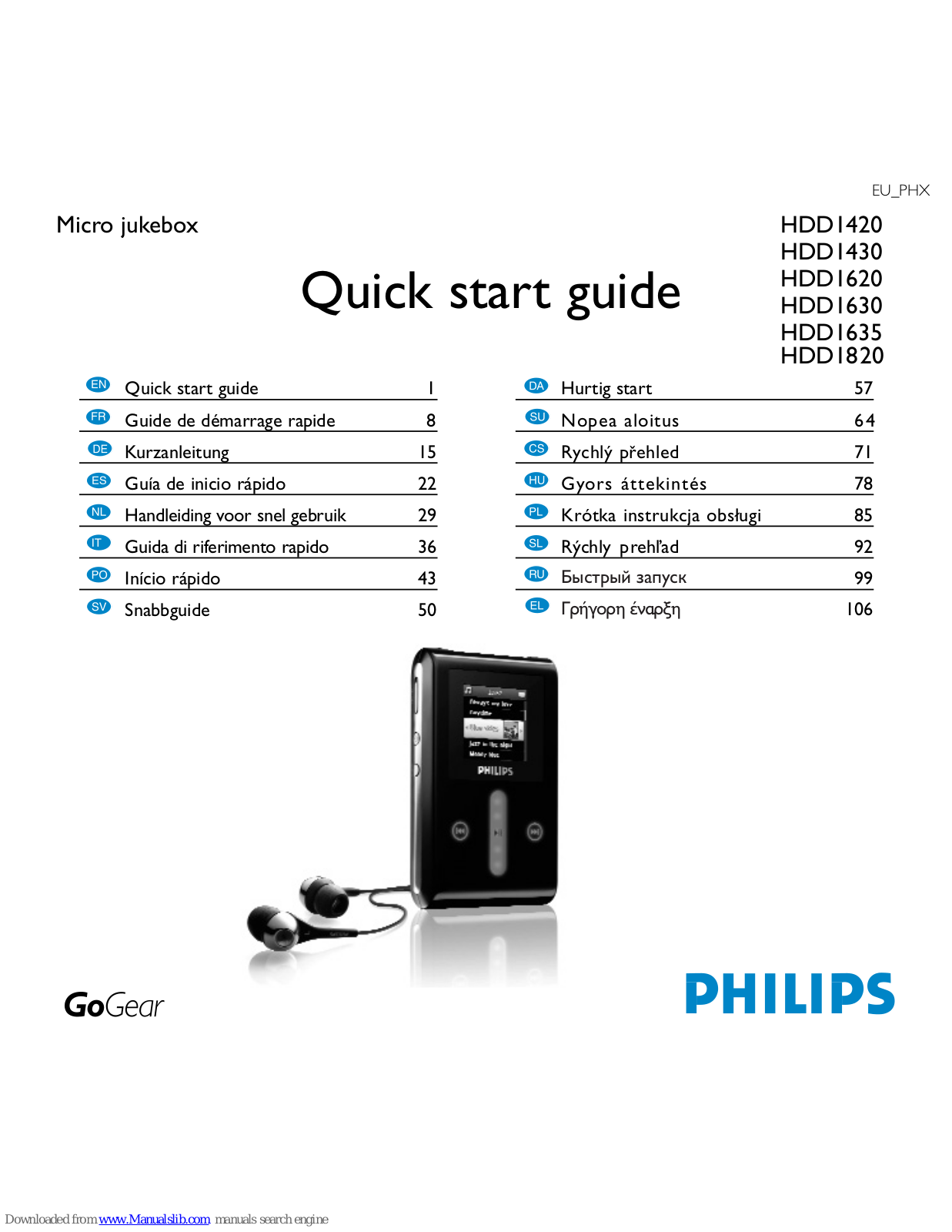 Philips HDD1420, HDD1430, HDD1635, HDD1620, HDD1820 Quick Start Manual