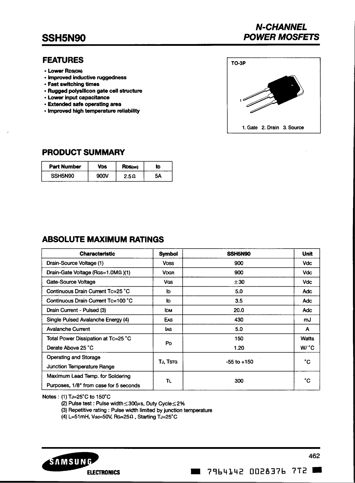 Samsung SSH5N90 Datasheet