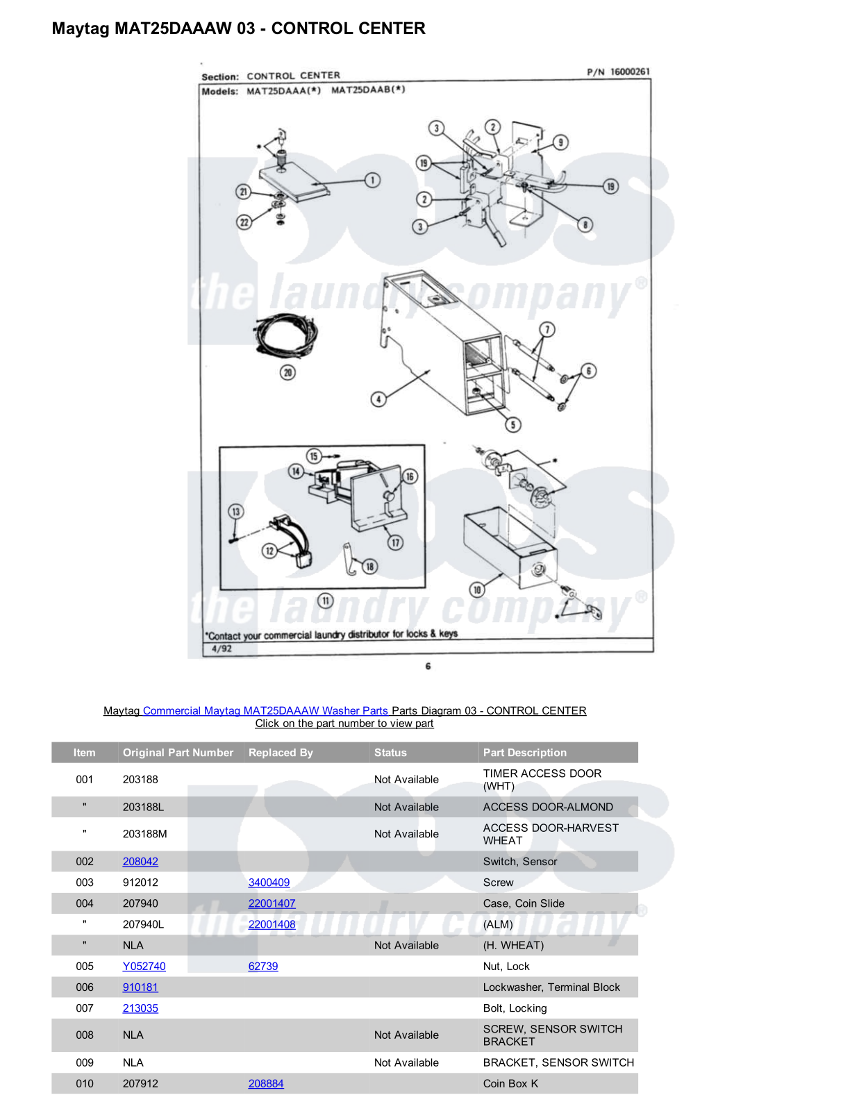 Maytag MAT25DAAAW Parts Diagram