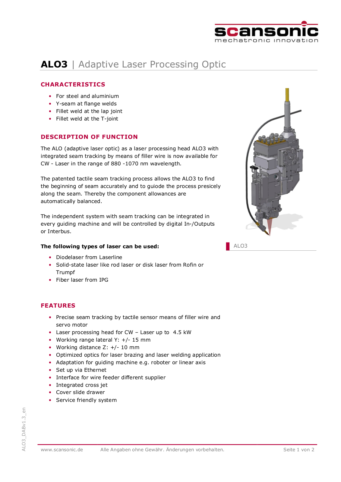 Scansonic ALO3 User Manual