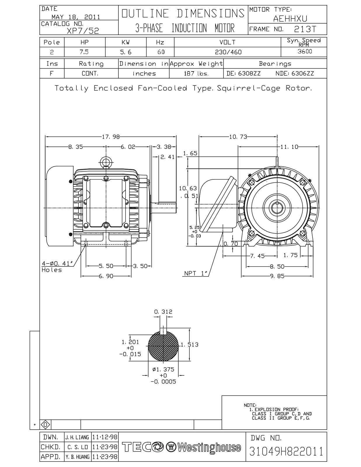 Datasheet XP7/52 Reference Drawing (Teco) - ManualMachine.com