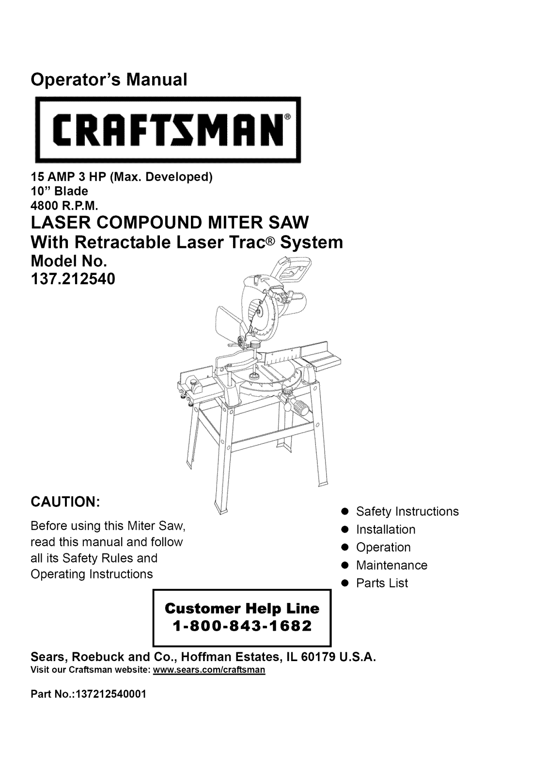 Craftsman 137.212540 User Manual