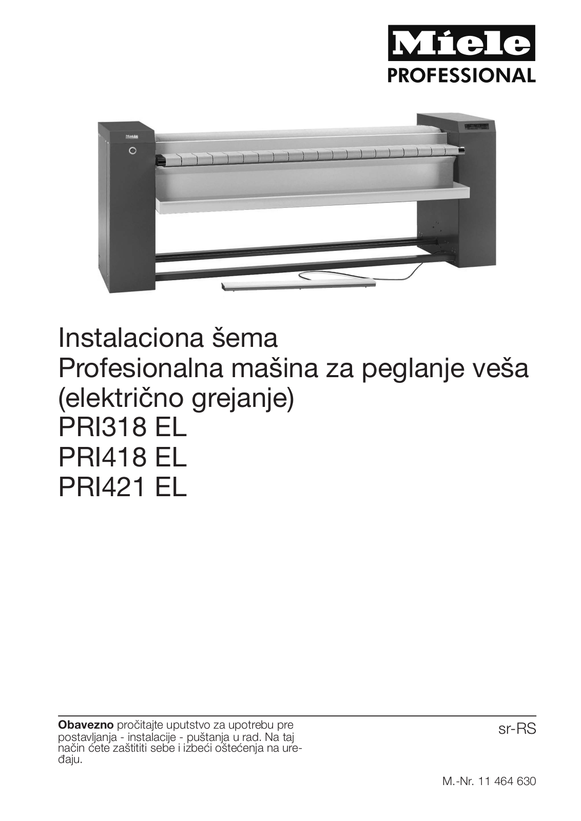 Miele PRI318 EL, PRI418 EL, PRI421 EL Instalaciona šema