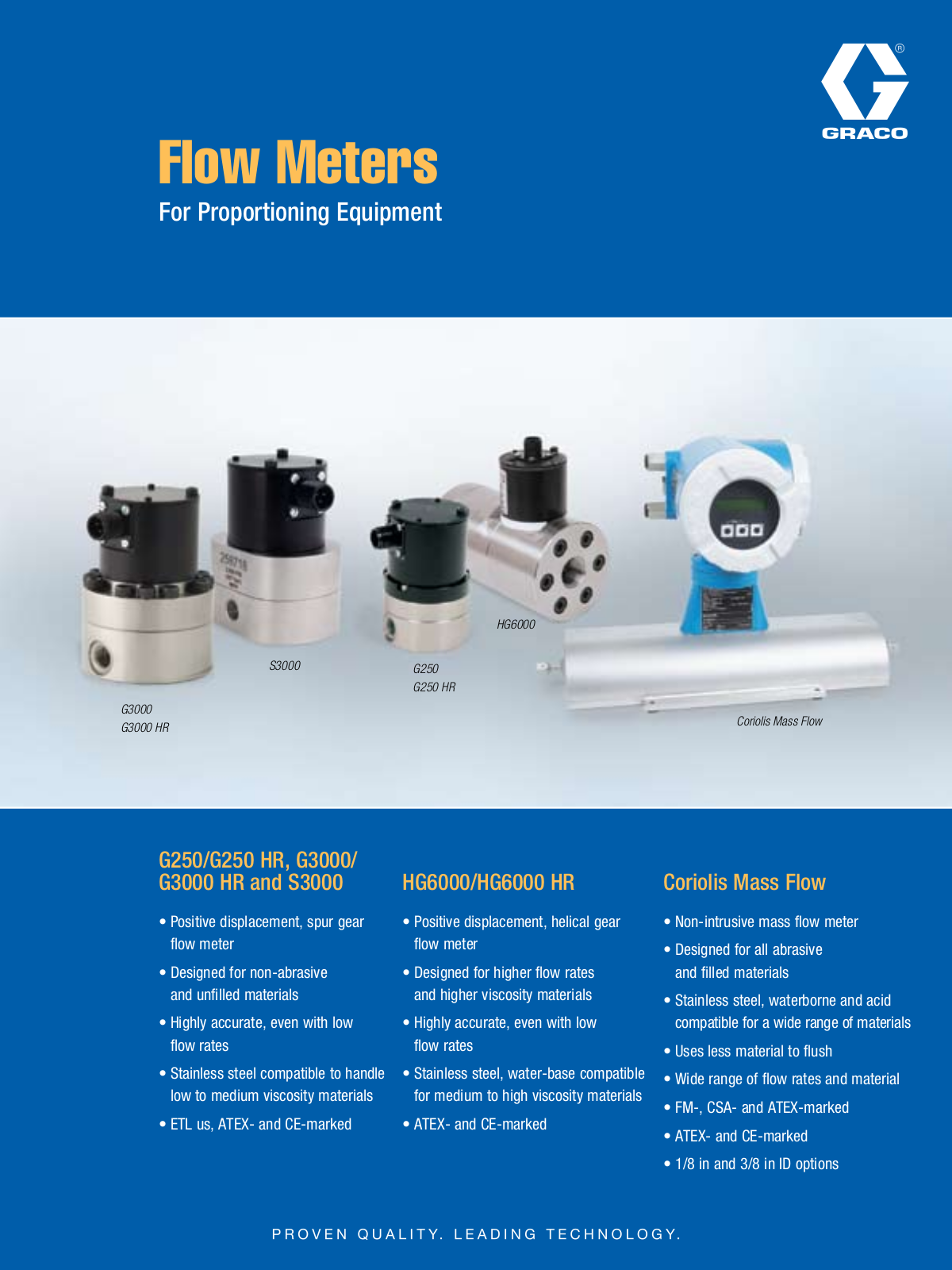 Graco G250, G3000, FLOW METERS CORIOLIS MASS, HG6000, S3000 User Manual