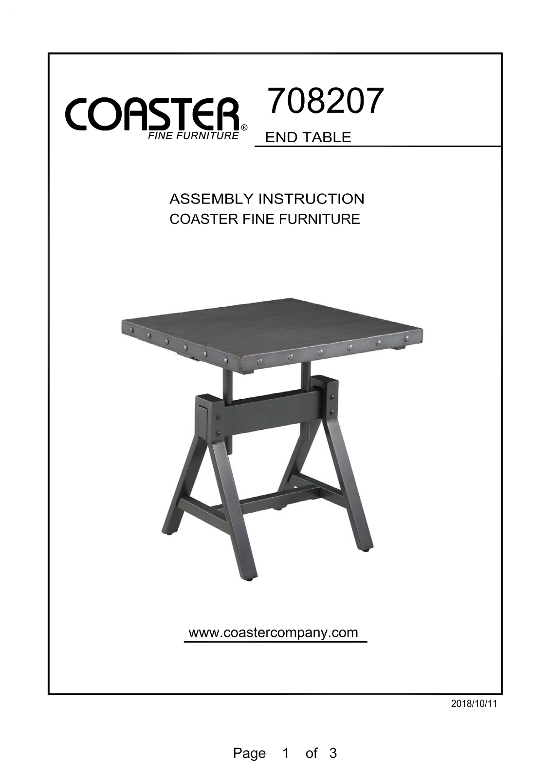 Coaster 708207 Assembly Guide