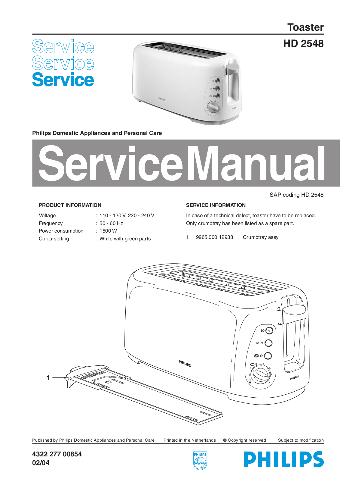 Philips HD 2548 Service Manual