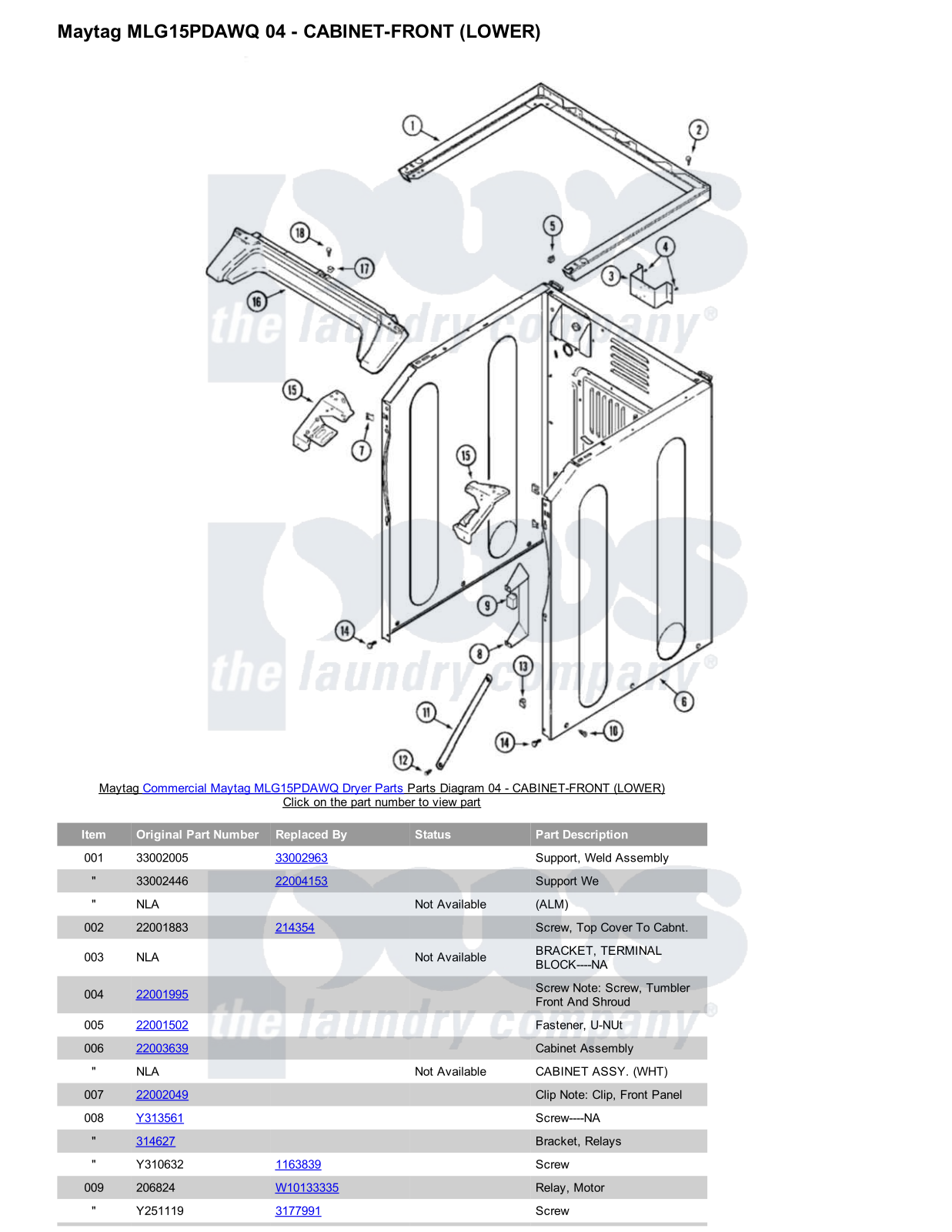 Maytag MLG15PDAWQ Parts Diagram