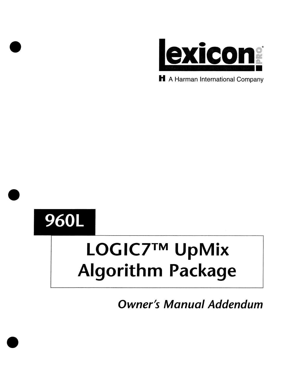 Lexicon 960L-LARC2 Addendum