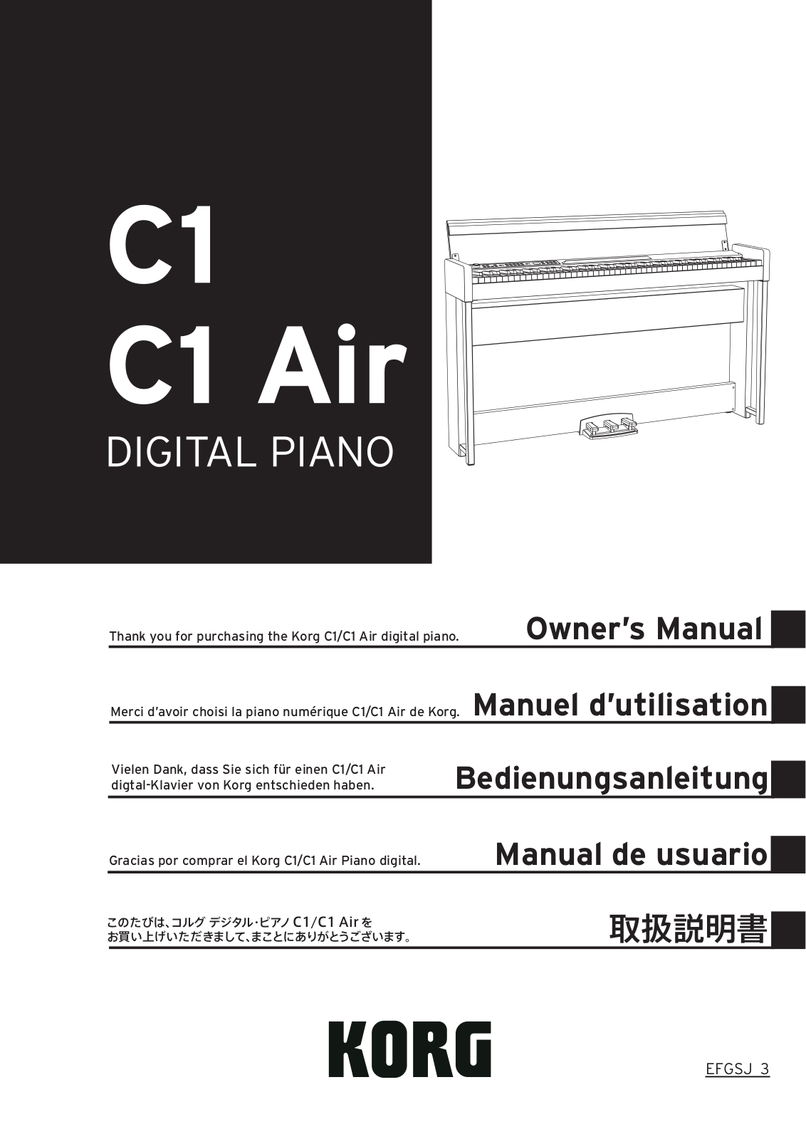 Korg C1 Air, C1 operation manual