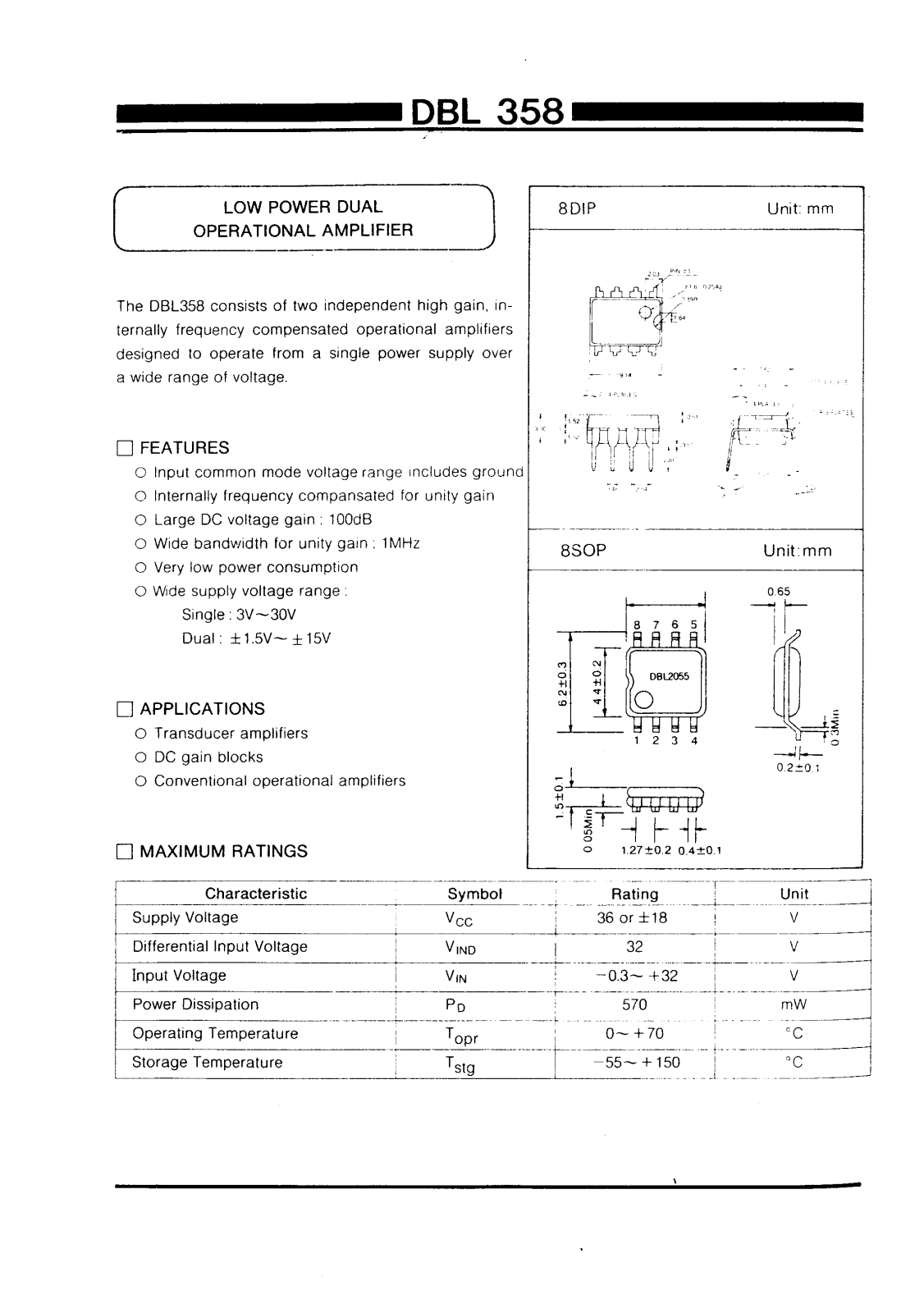 Daewoo Semiconductor DBL358 Datasheet