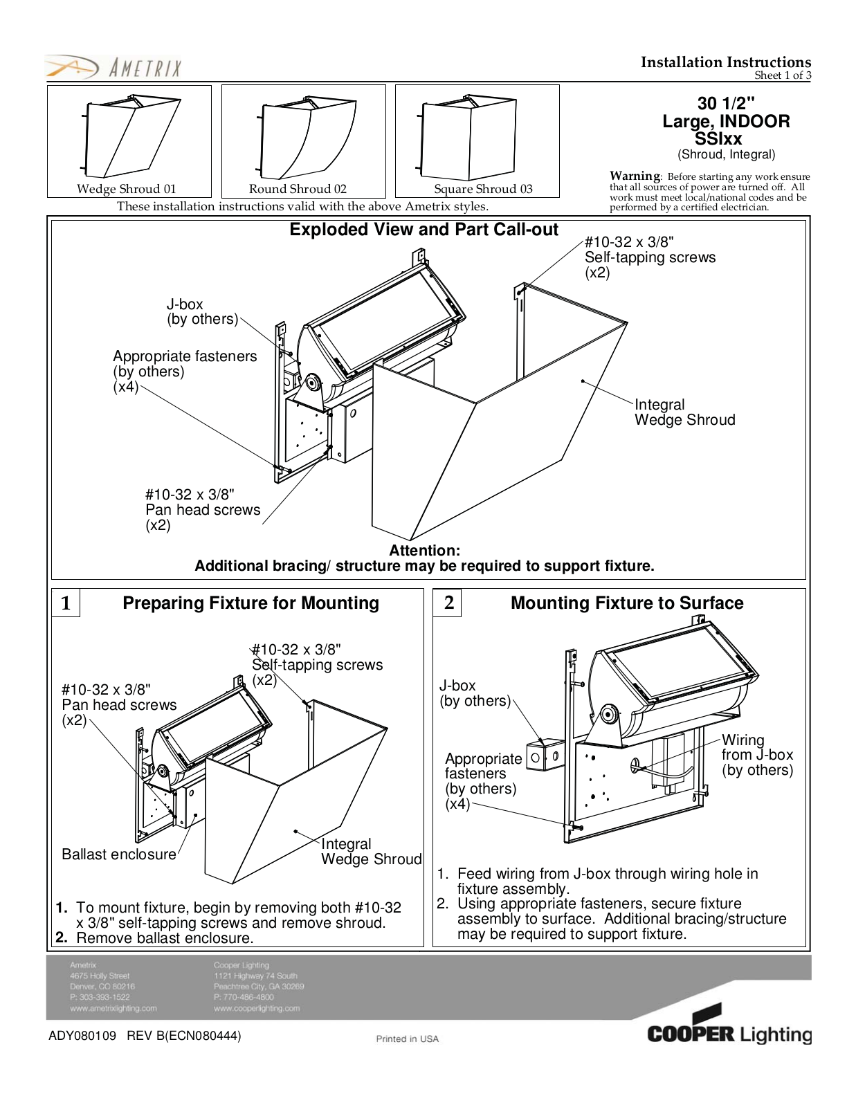 Cooper Lighting AMETRIX SSIxx User Manual