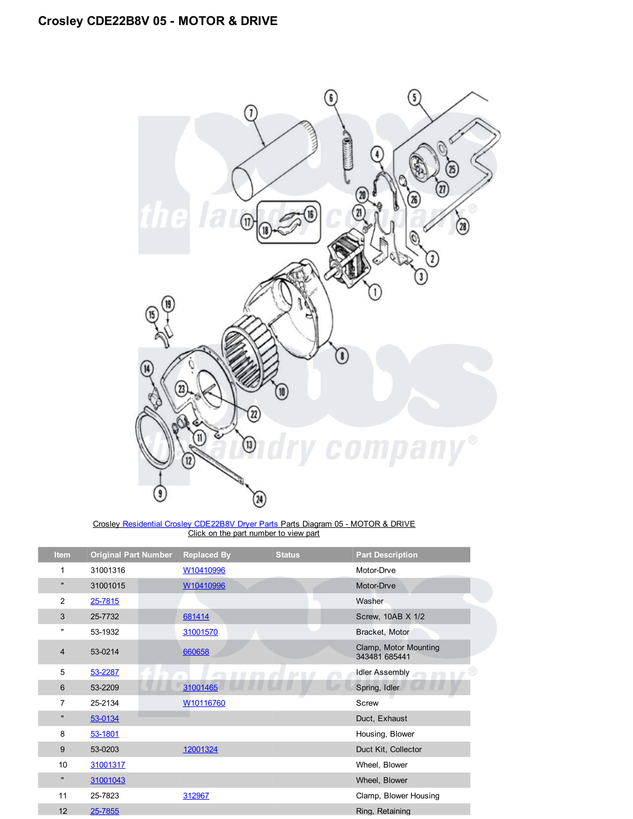 Crosley CDE22B8V Parts Diagram