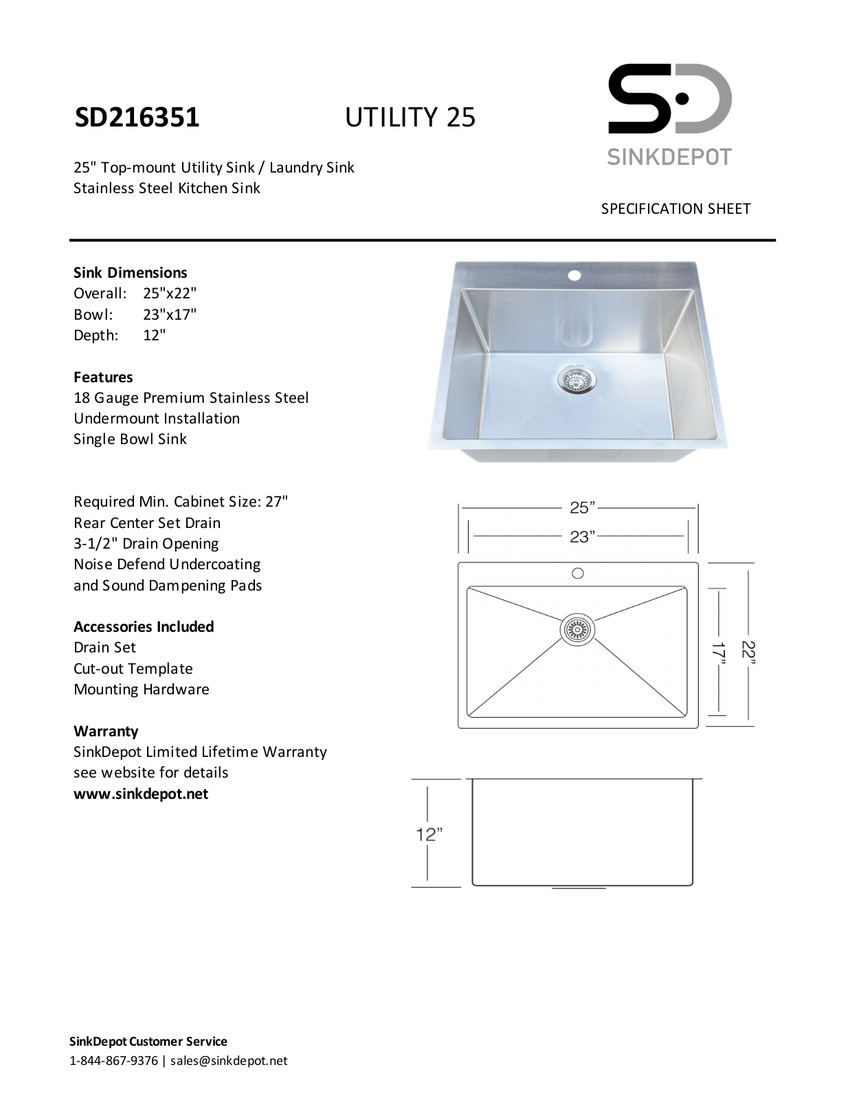 Sink Depot SNKD1002 Specifications - ManualMachine.com