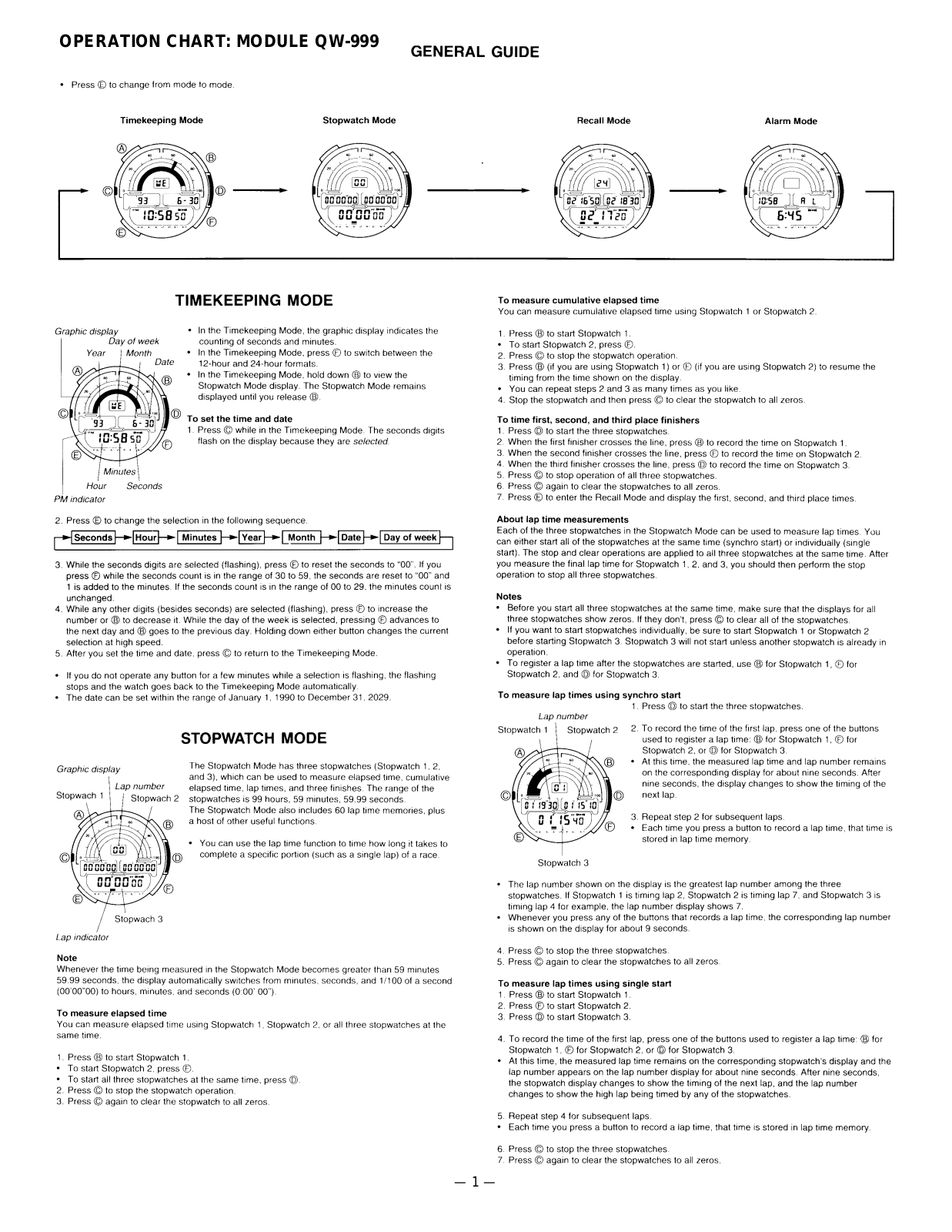 Casio 999 Owner's Manual