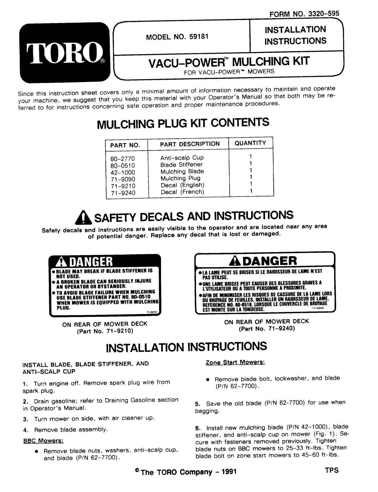 Toro 59181 Operator's Manual