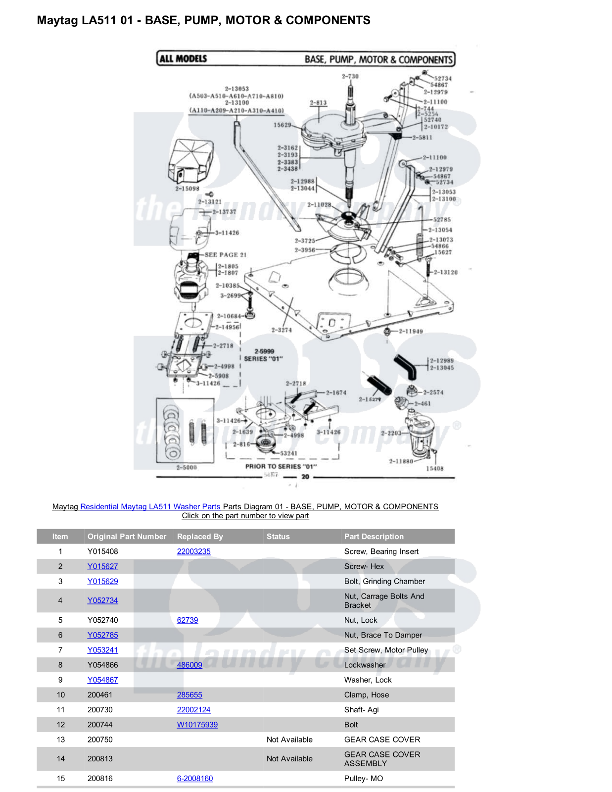 Maytag LA511 Parts Diagram