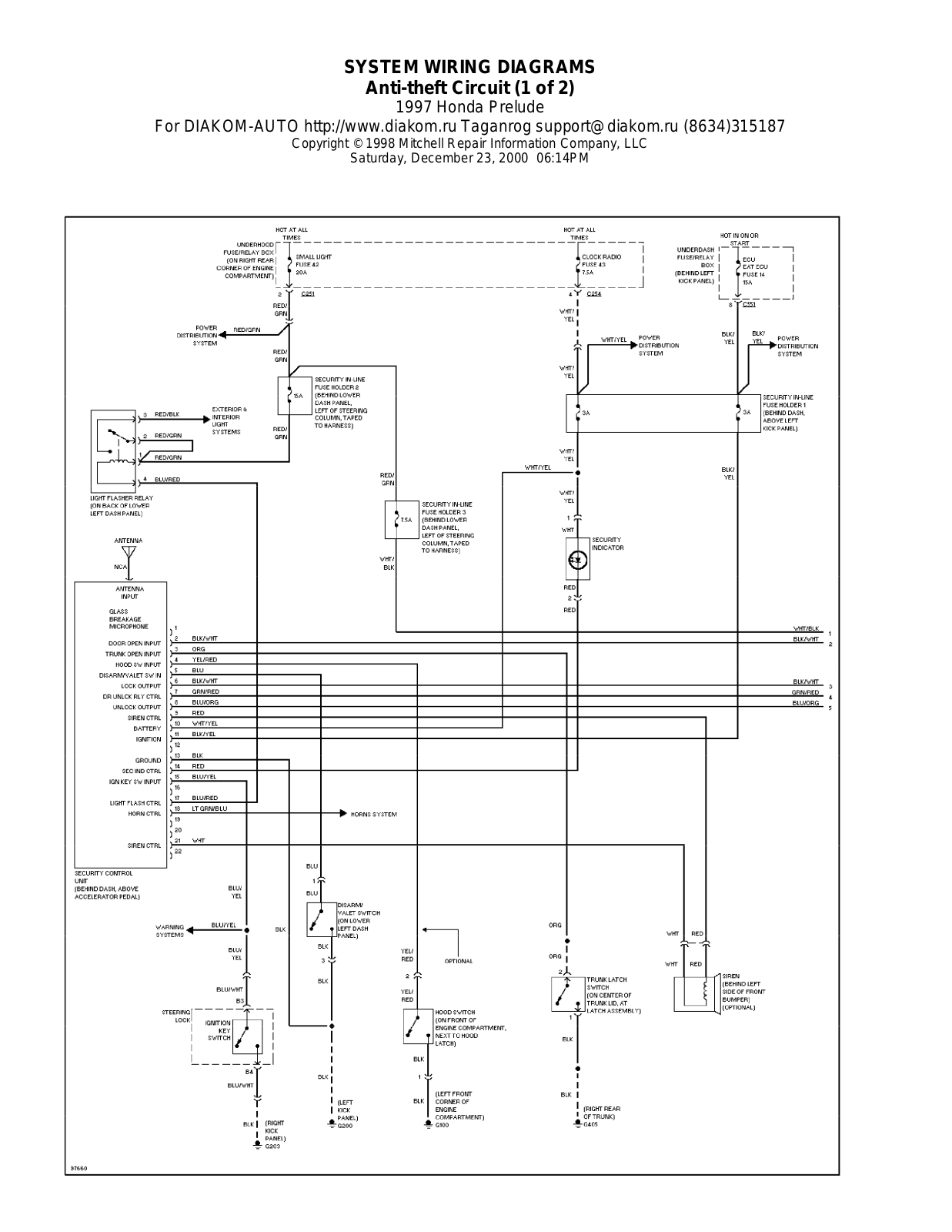 Honda Prelude 1997-1999 Wire Diagrams  17465