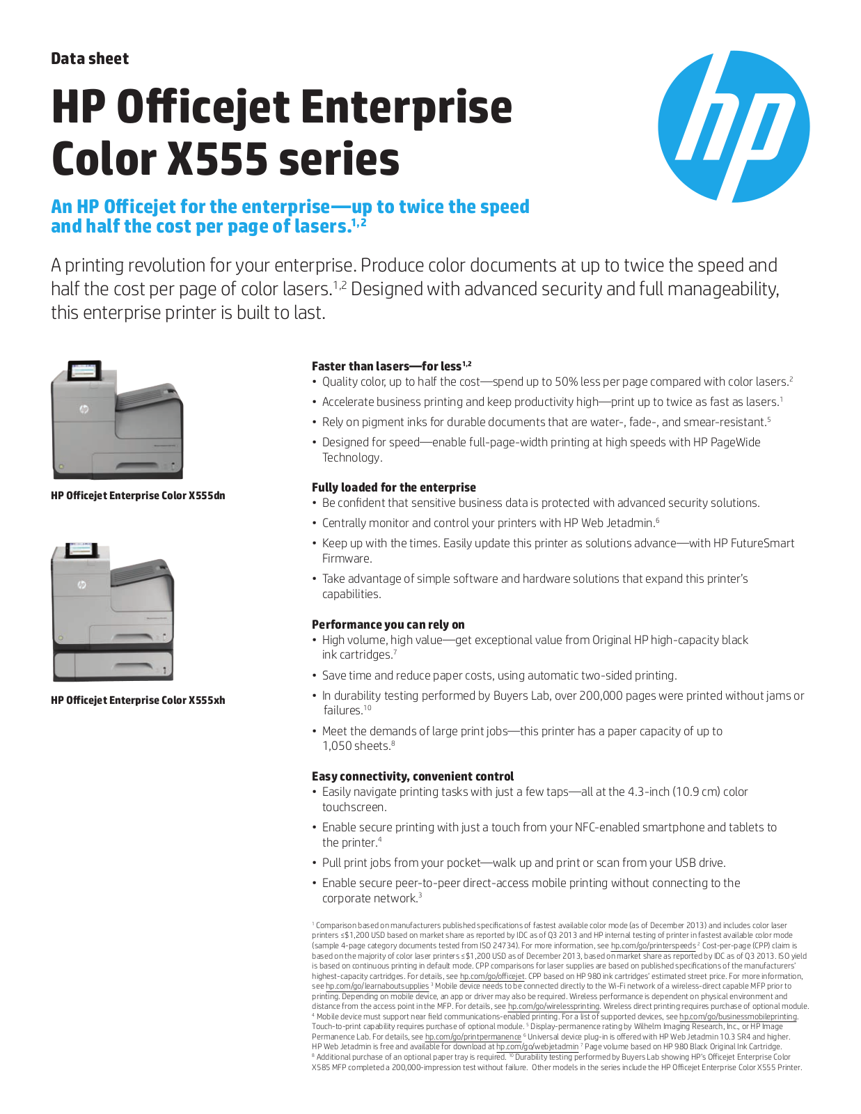 HP x555 Datasheet